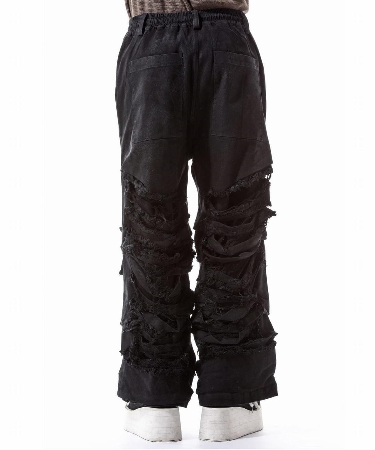 A.F ARTEFACT/Damage Denim Tuck Wide Pants