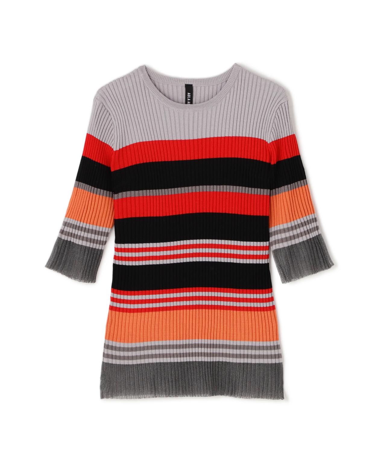 AULA AILA/アウラアイラ/MULTI BORDER KNIT