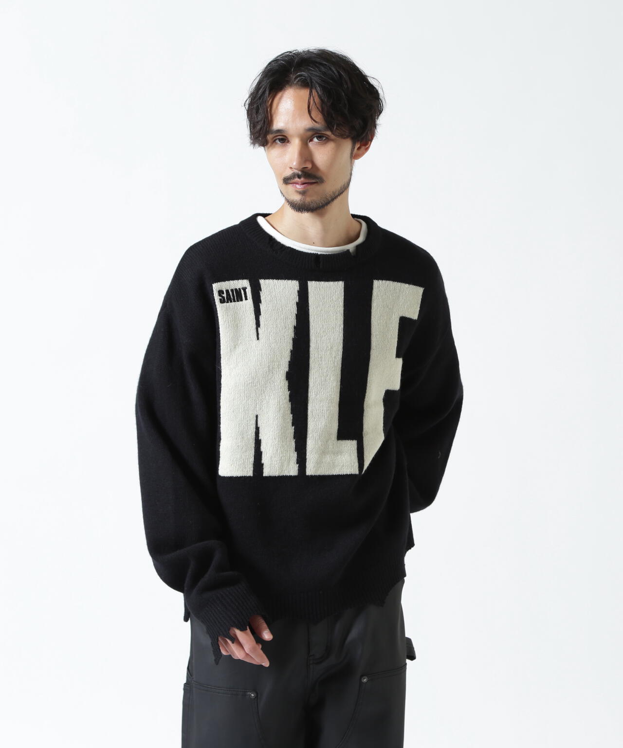SAINT MICHAEL/セントマイケル/KLF CREW NEECK KNIT/KLF/BLACK