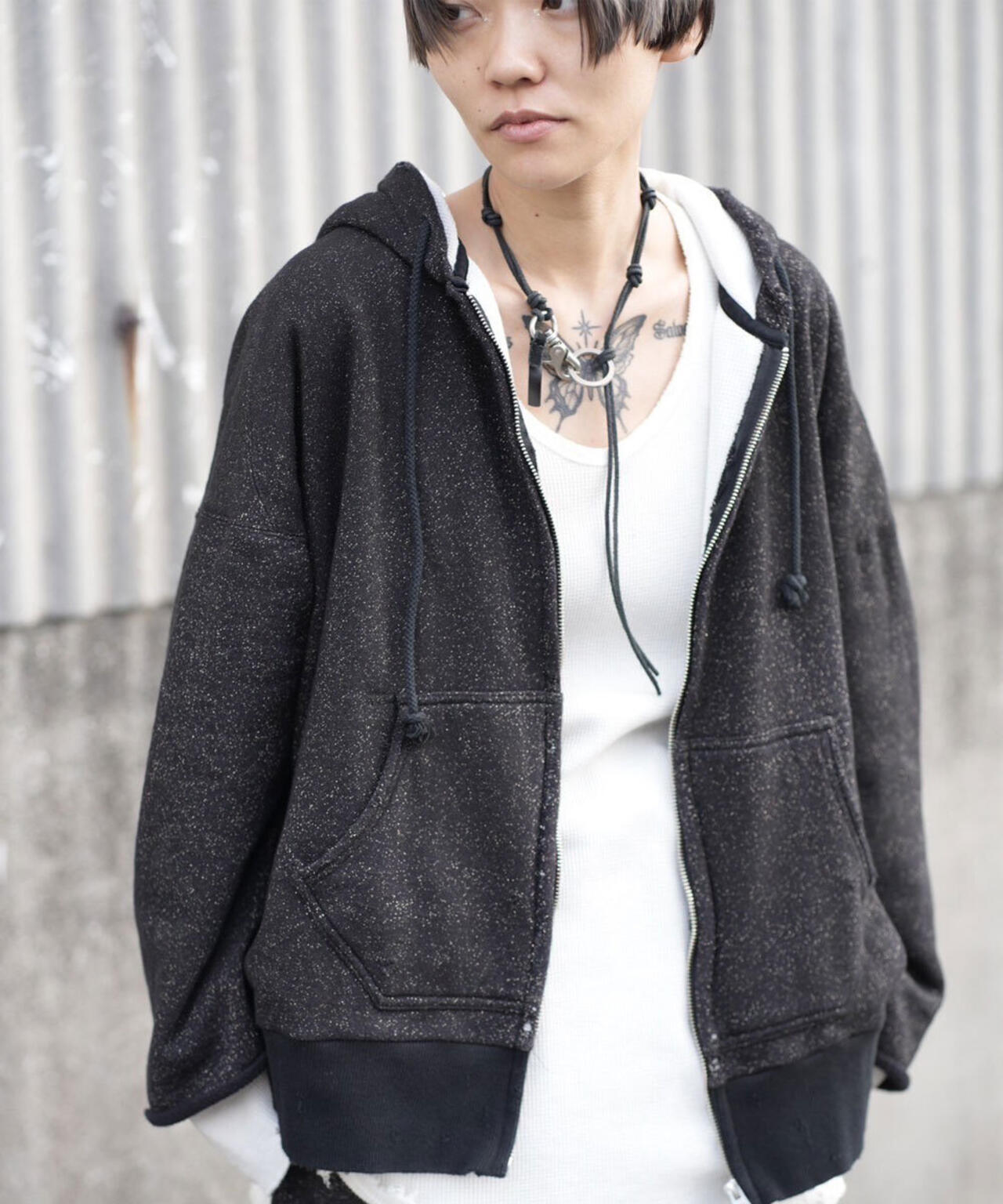 ANCELLM/アンセルム/LAYERED ZIP-UP HOODIE EX