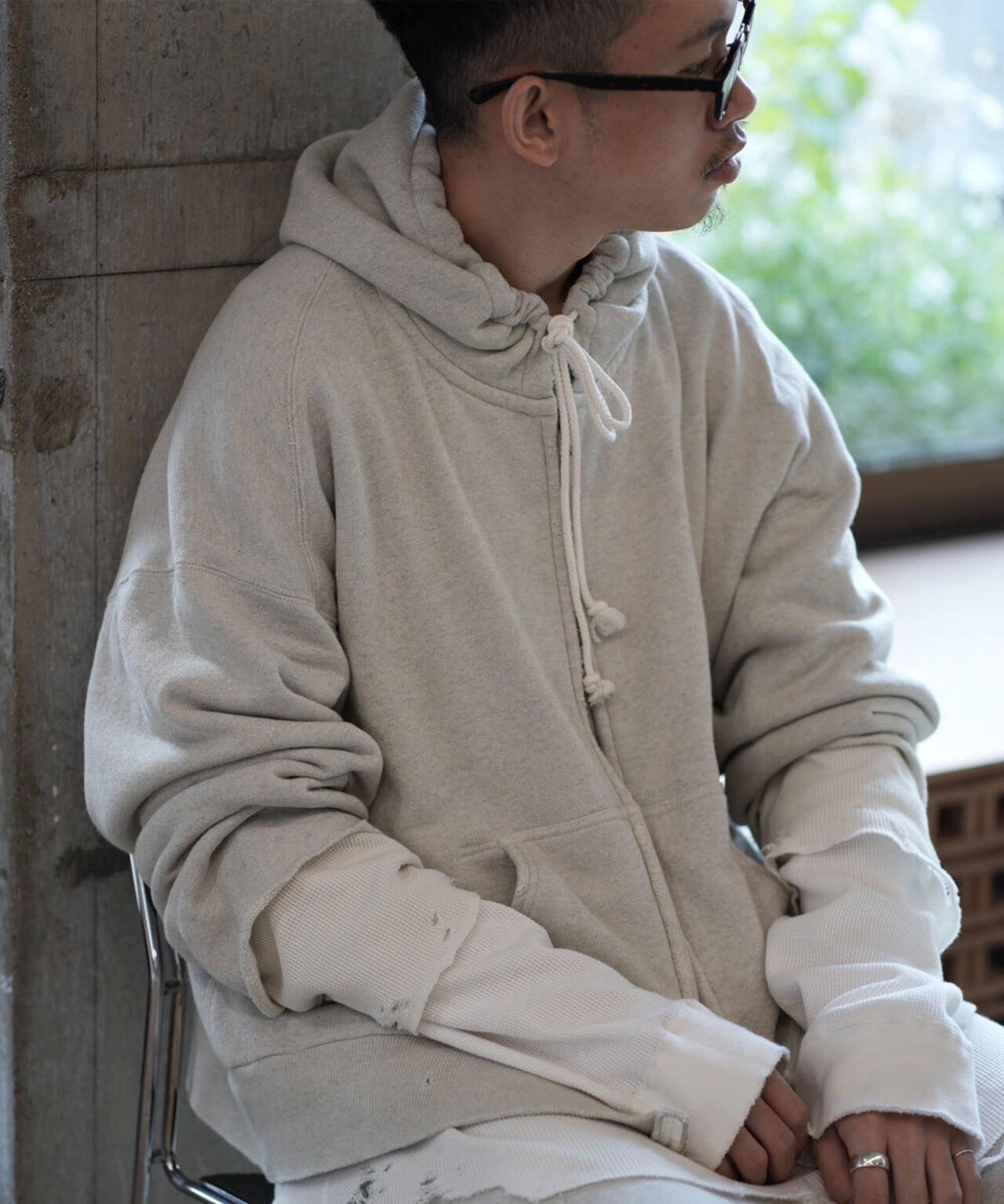 ANCELLM/アンセルム/LAYERED ZIP-UP HOODIE EX