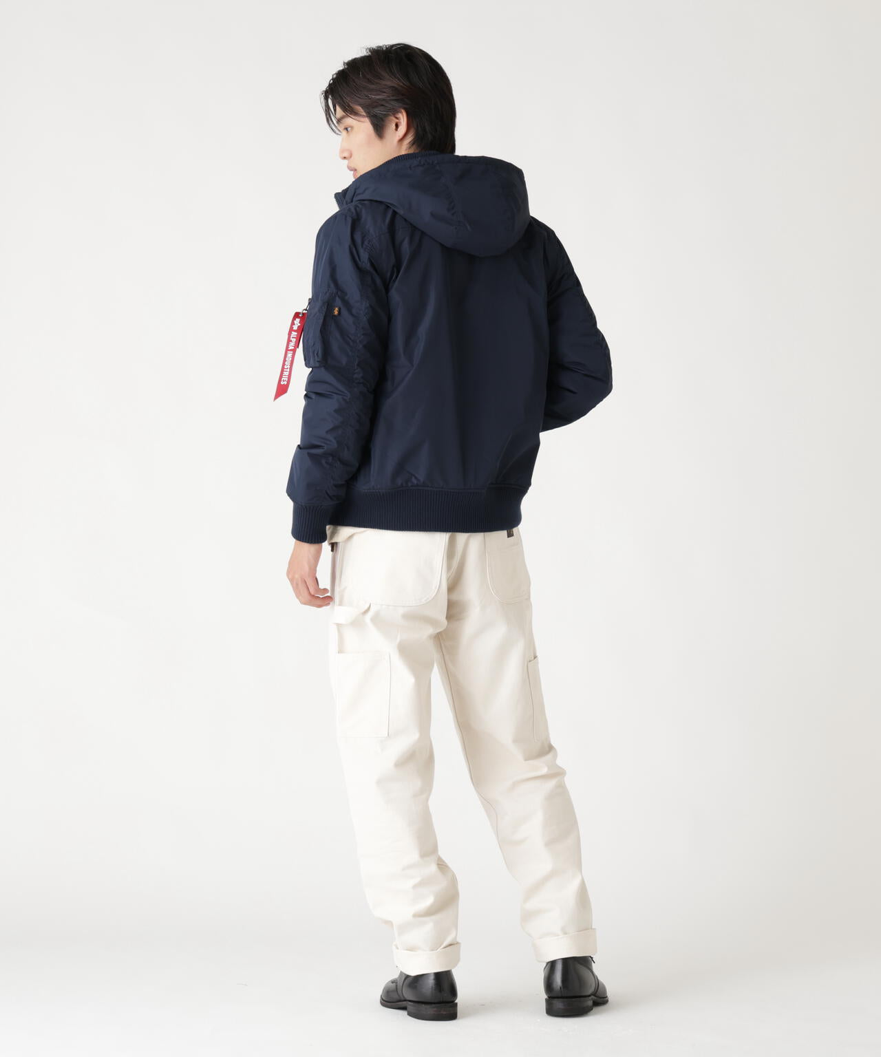 HOODED RIB FLIGHT JACKET