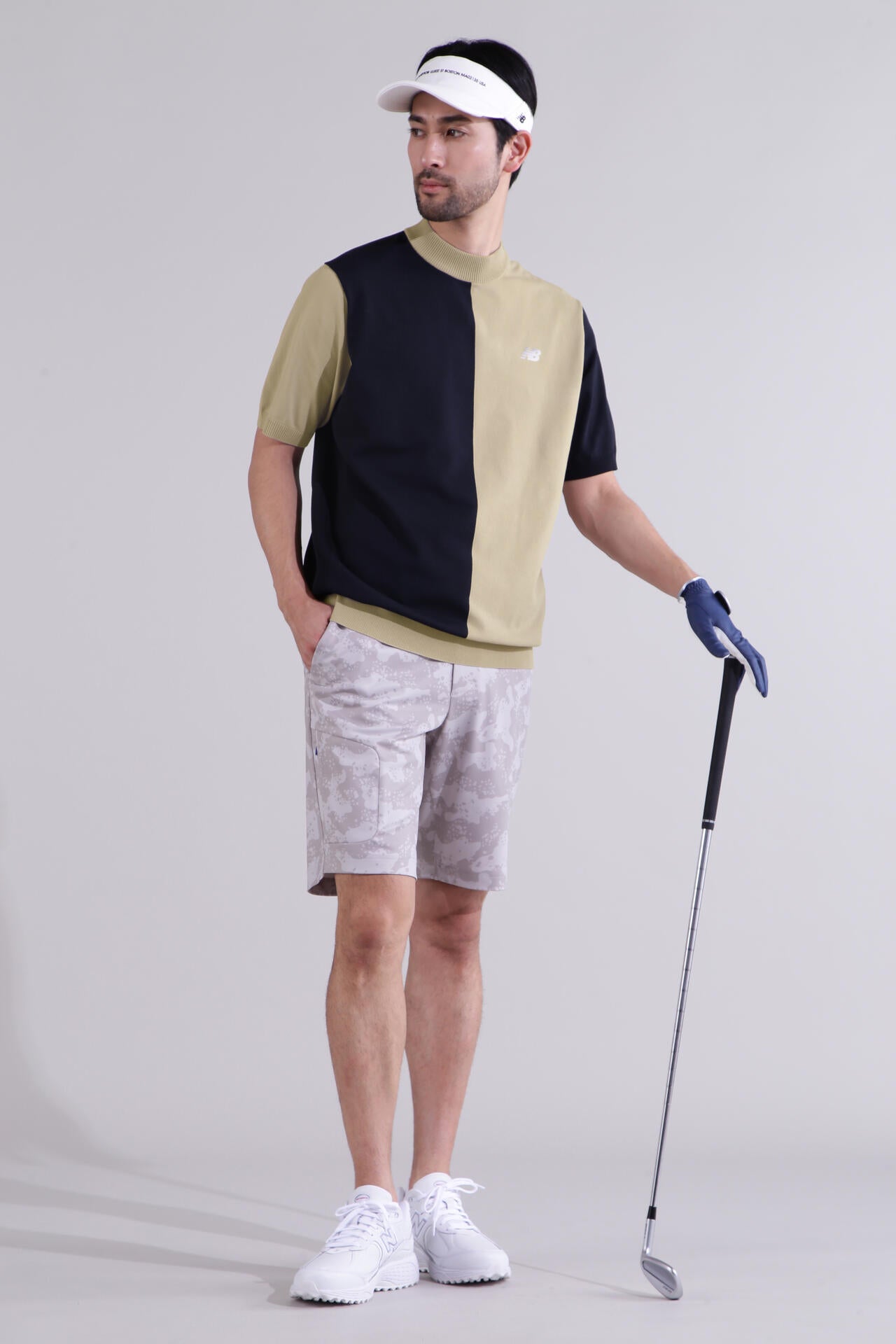 【直営店舗限定】半袖 モックネック ニット プルオーバー (MENS)
