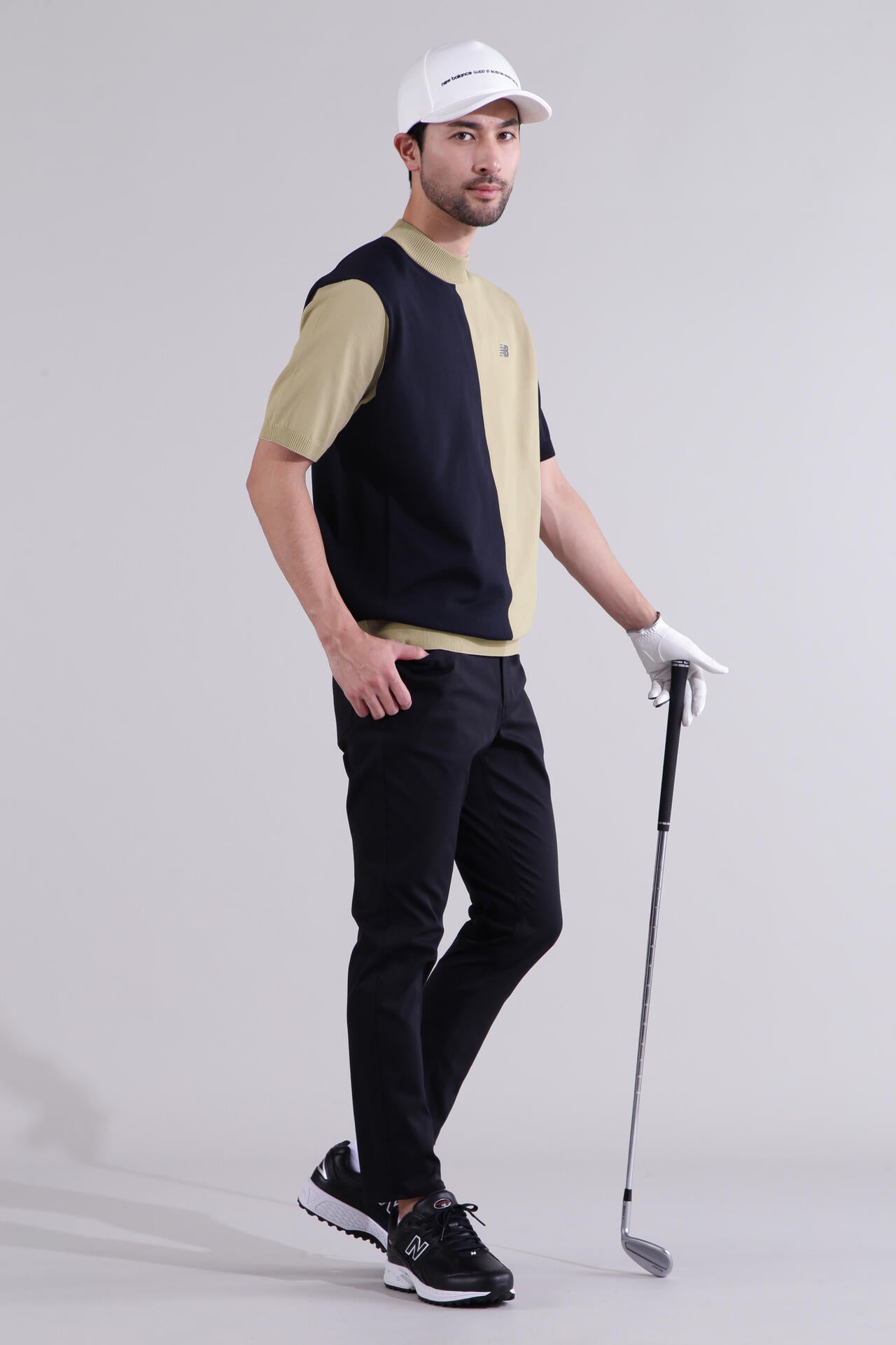 【直営店舗限定】半袖 モックネック ニット プルオーバー (MENS)