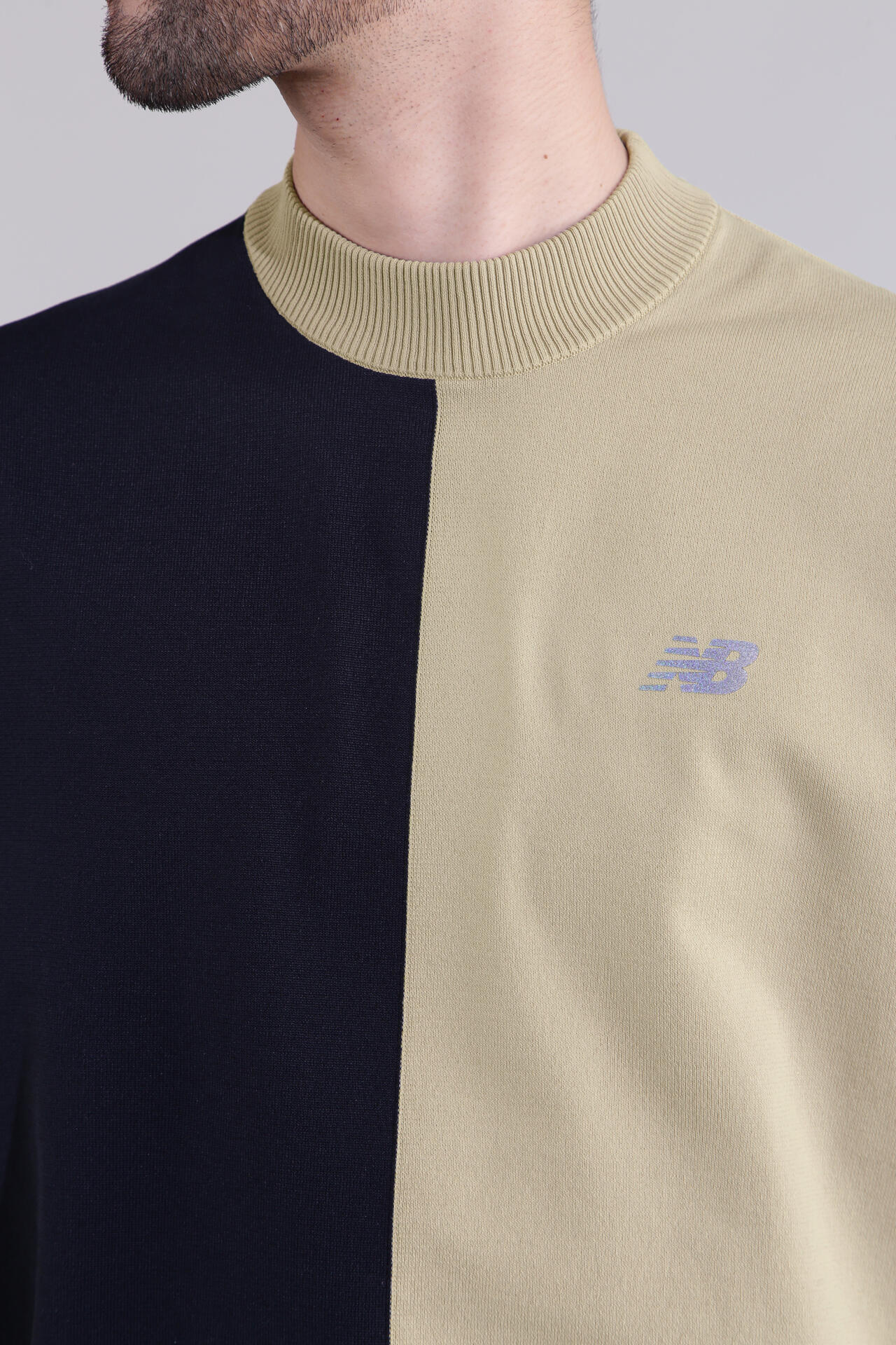 【直営店舗限定】半袖 モックネック ニット プルオーバー (MENS)