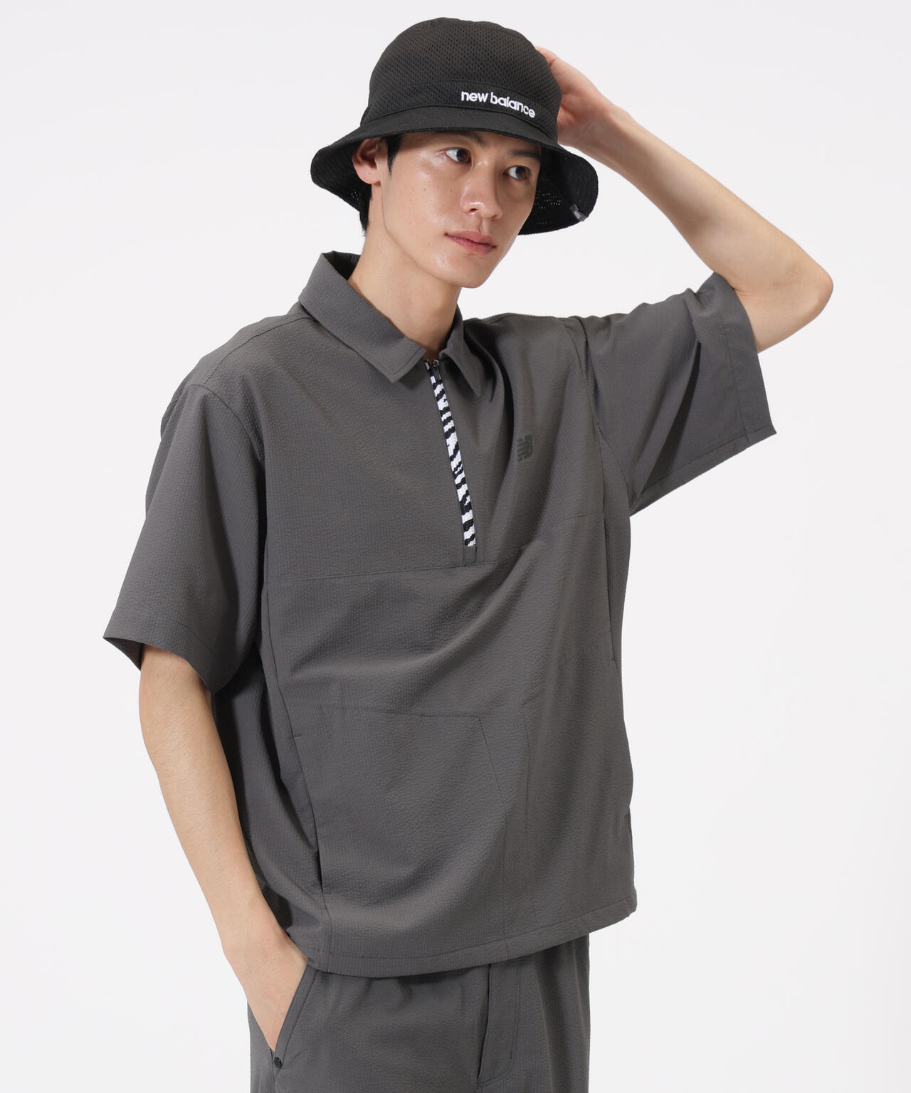 【直営店舗限定カラー有】ハーフジップ シャツアウター (MENS)