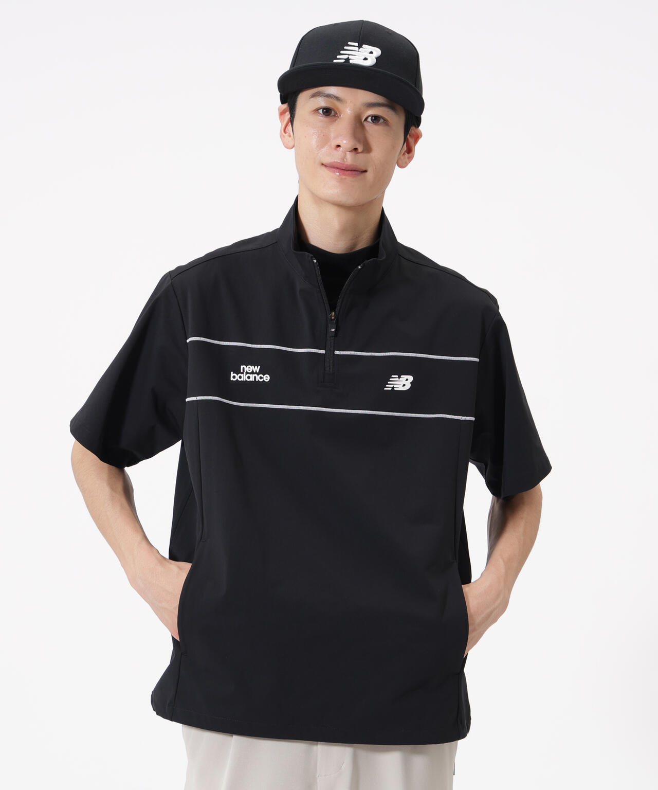 ハーフスリーブ スタンドジップ プルオーバー (MENS)