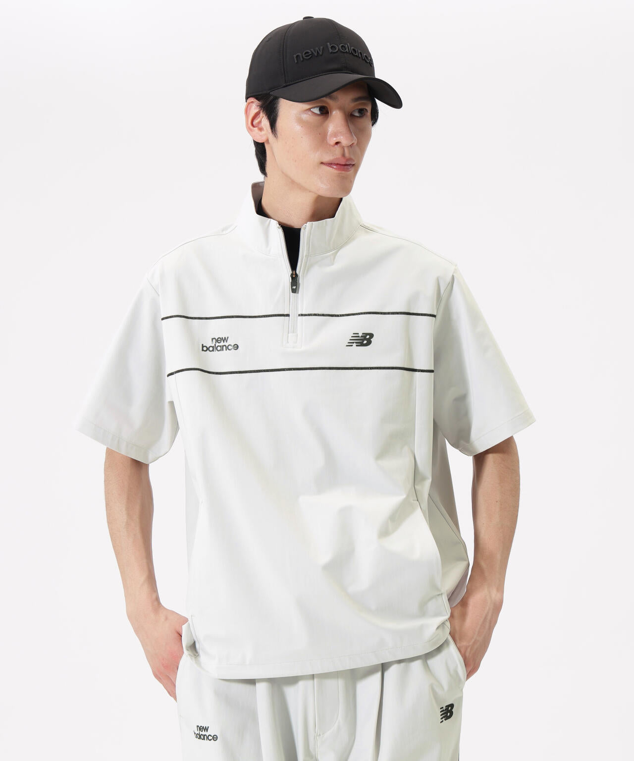 ハーフスリーブ スタンドジップ プルオーバー (MENS)