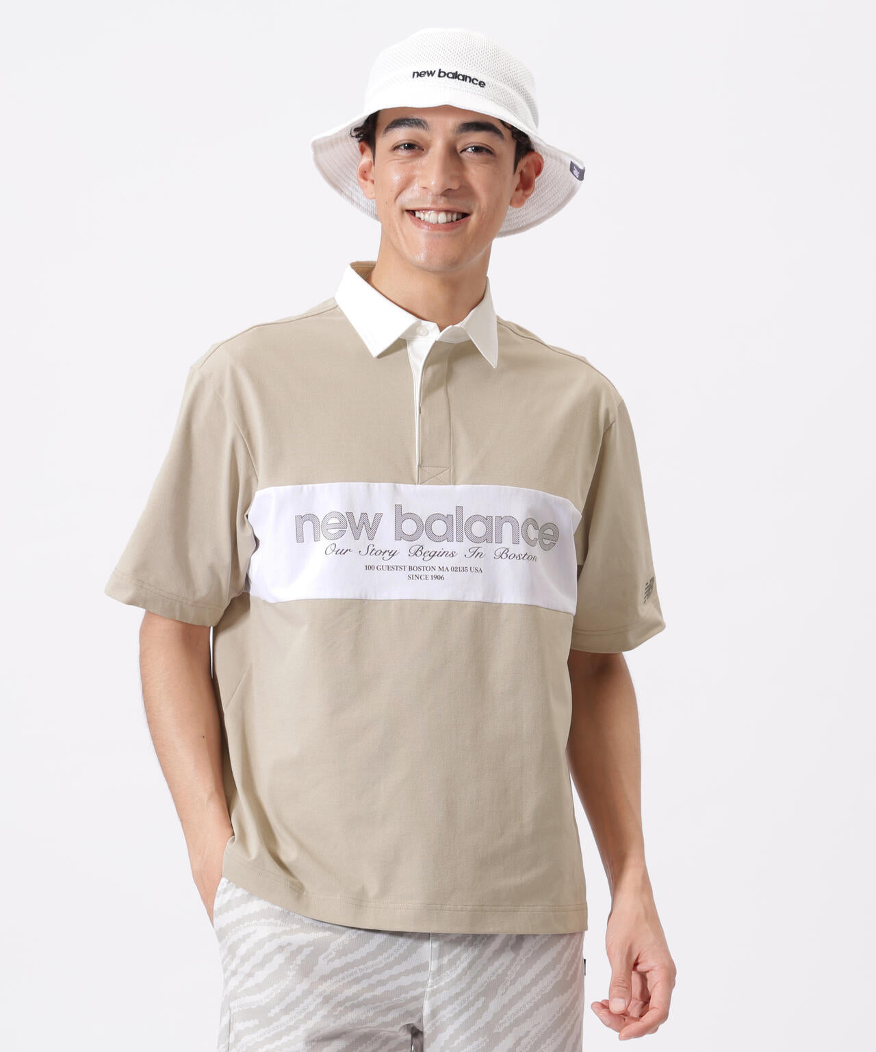 接触冷感 ハーフスリーブ ラガーシャツ (MENS)
