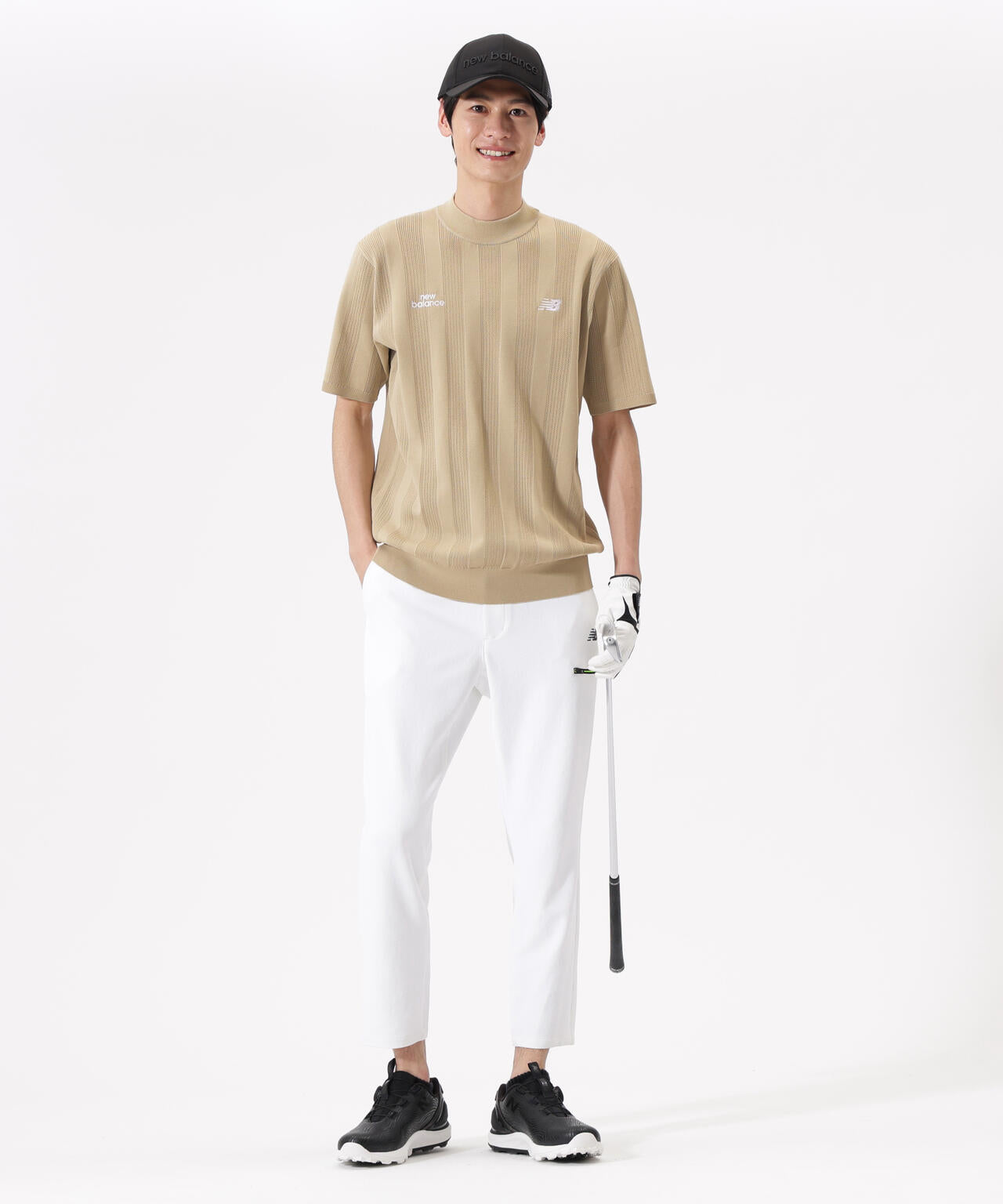 【直営店舗限定】ハーフスリーブ モックネック ニット プルオーバー (MENS)