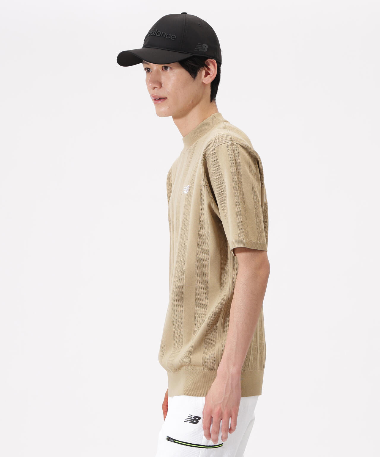 【直営店舗限定】ハーフスリーブ モックネック ニット プルオーバー (MENS)