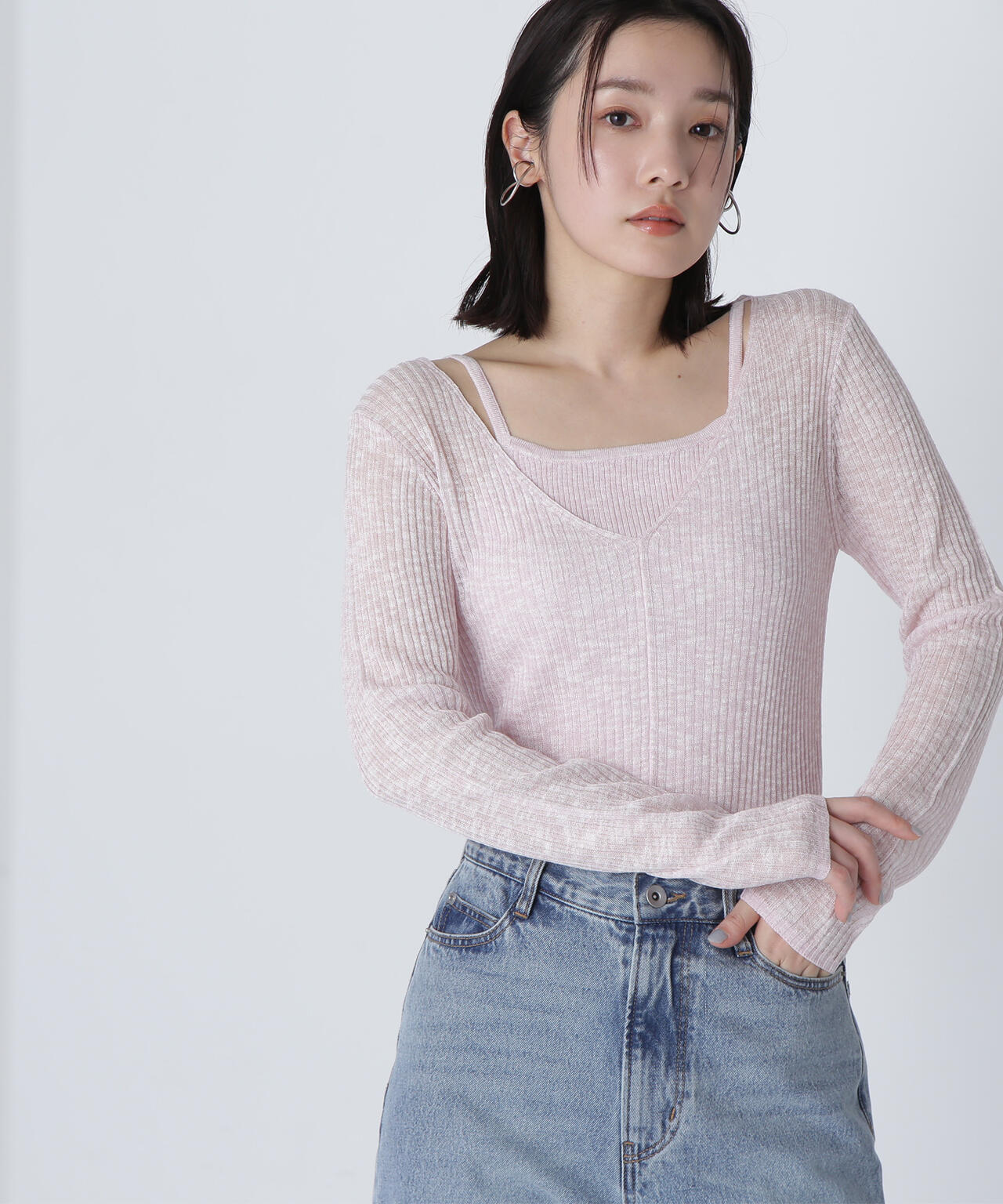 メランジシアーキャミレイヤードニット*