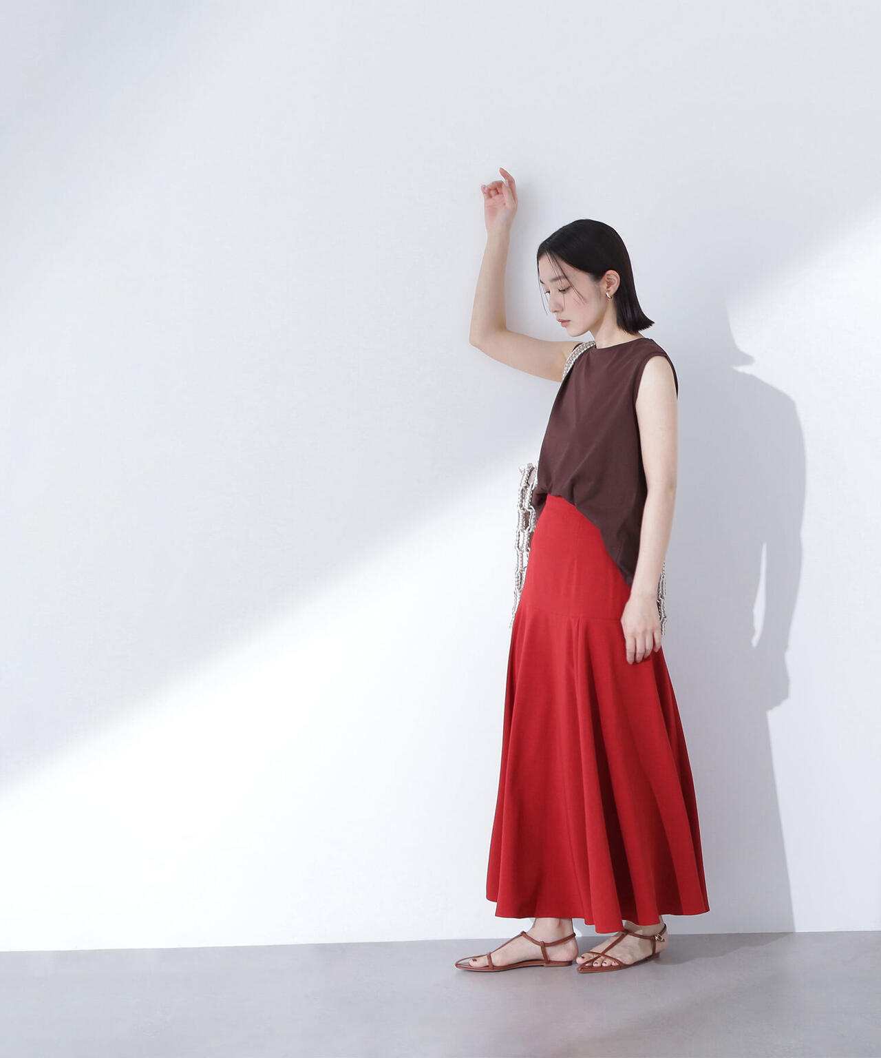 メタルプレートノースリーブカットソー*
