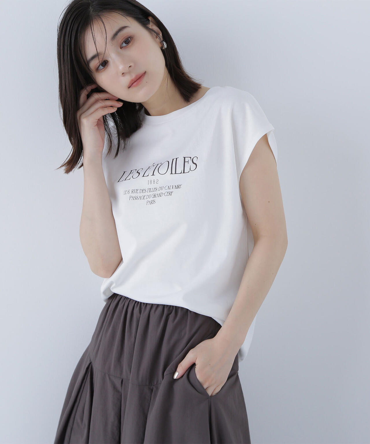 フレンチスリーブロゴTシャツ*