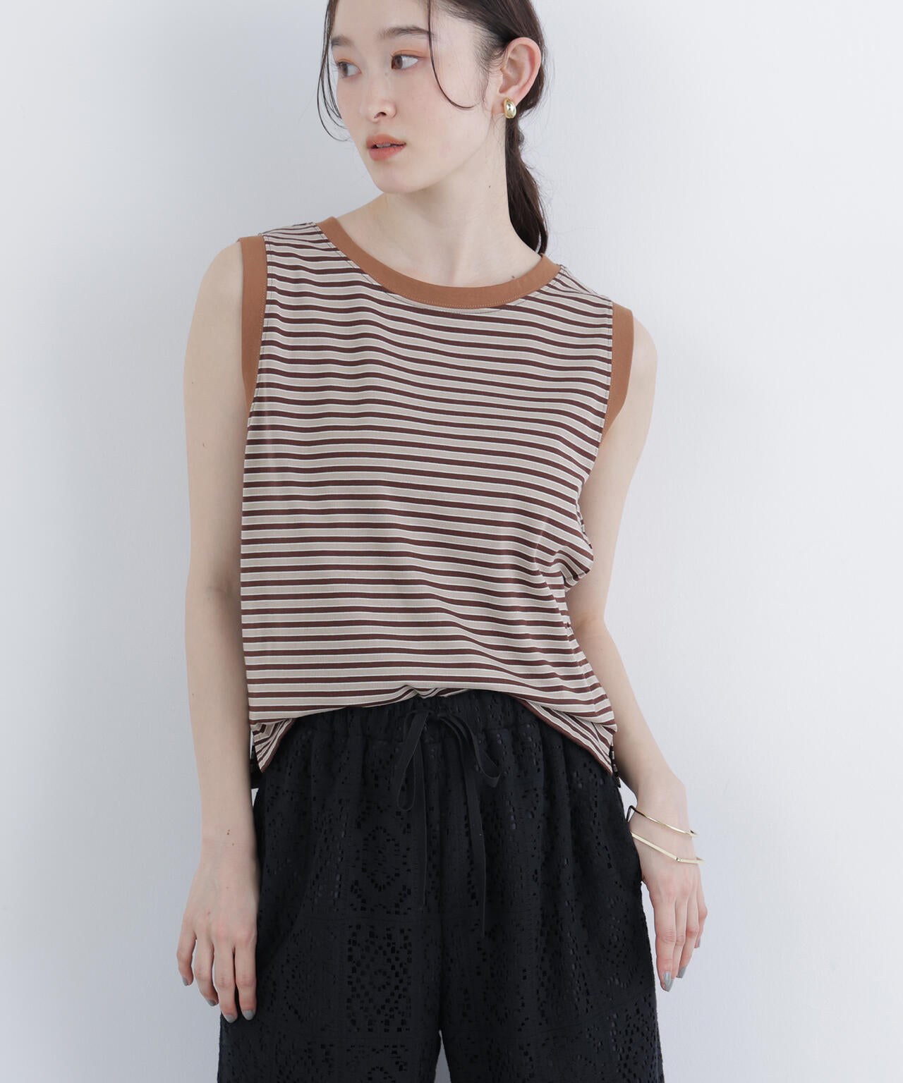 <STAR & STRIPE>ボーダーカットソーノースリーブ