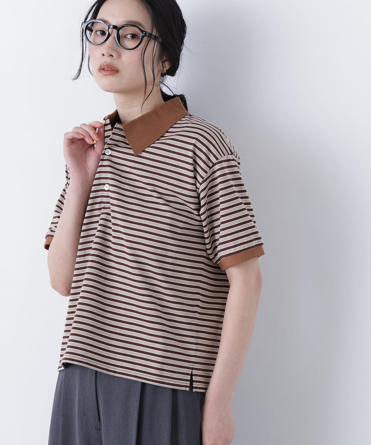 （FUDGE掲載）（STAR & STRIPE）ボーダー半袖ポロシャツ