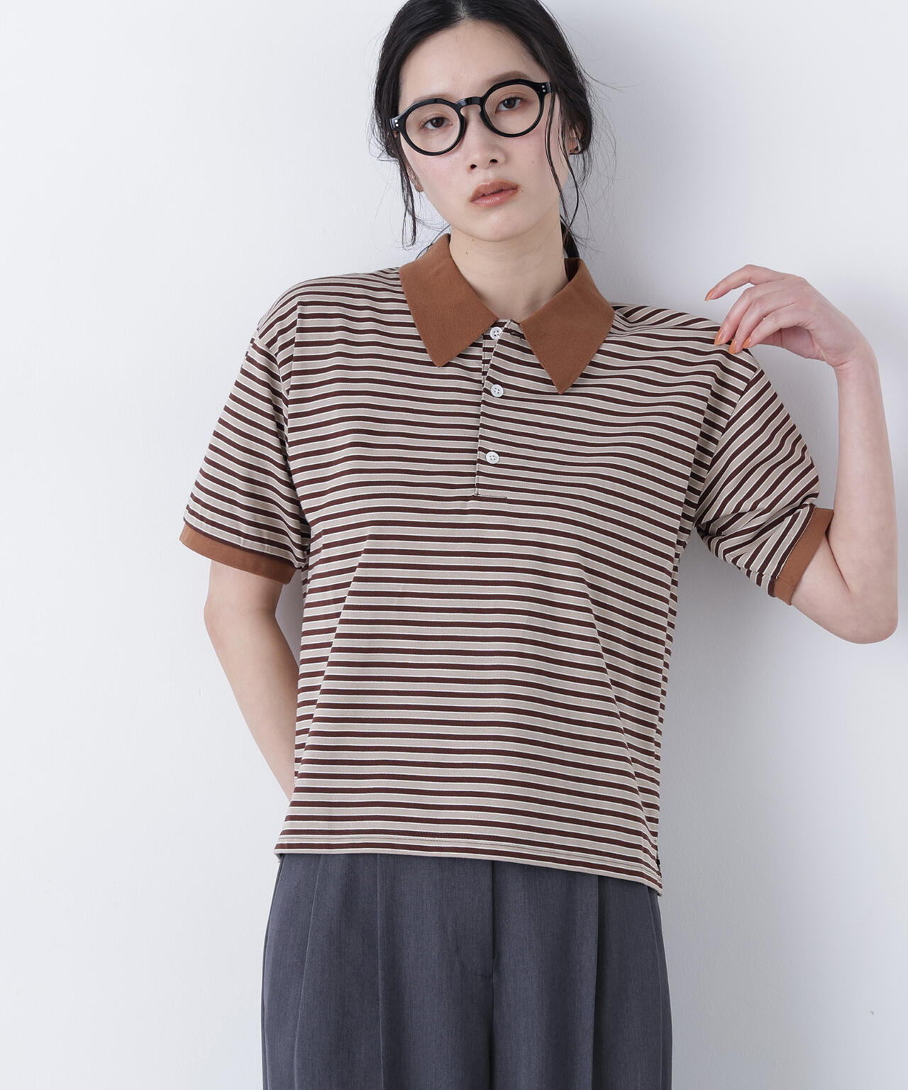 （FUDGE掲載）（STAR & STRIPE）ボーダー半袖ポロシャツ