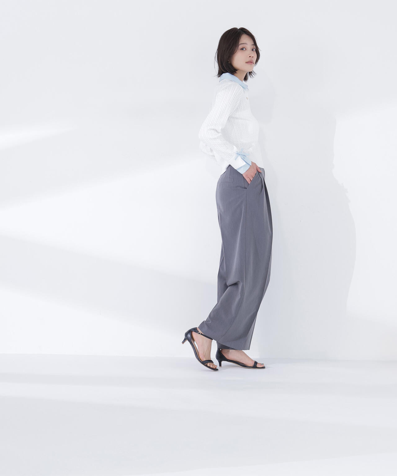 <Oggi.jp掲載>シャツドッキングケーブルニット