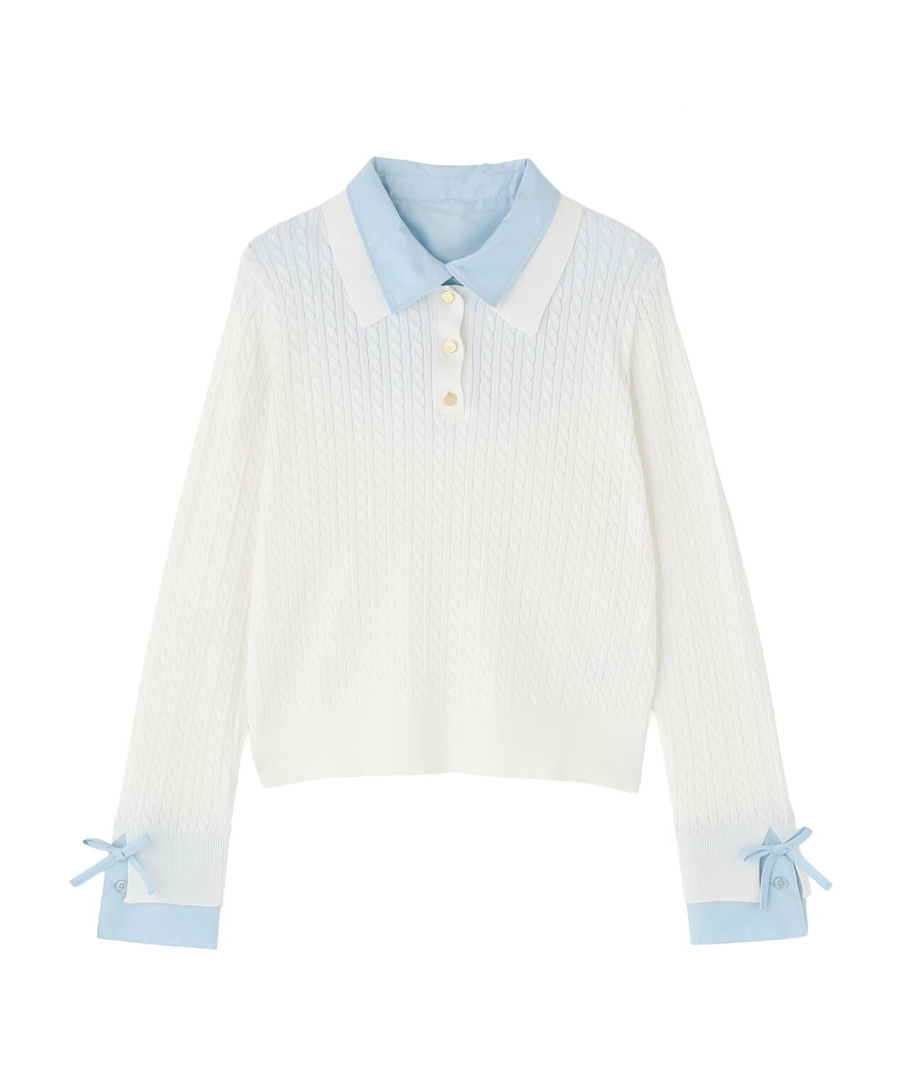 <Oggi.jp掲載>シャツドッキングケーブルニット