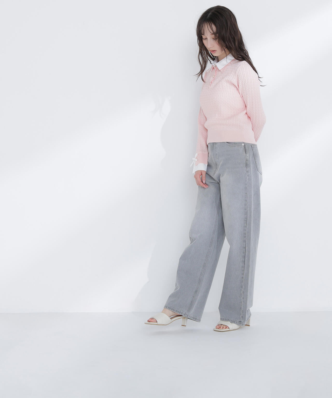 <Oggi.jp掲載>シャツドッキングケーブルニット
