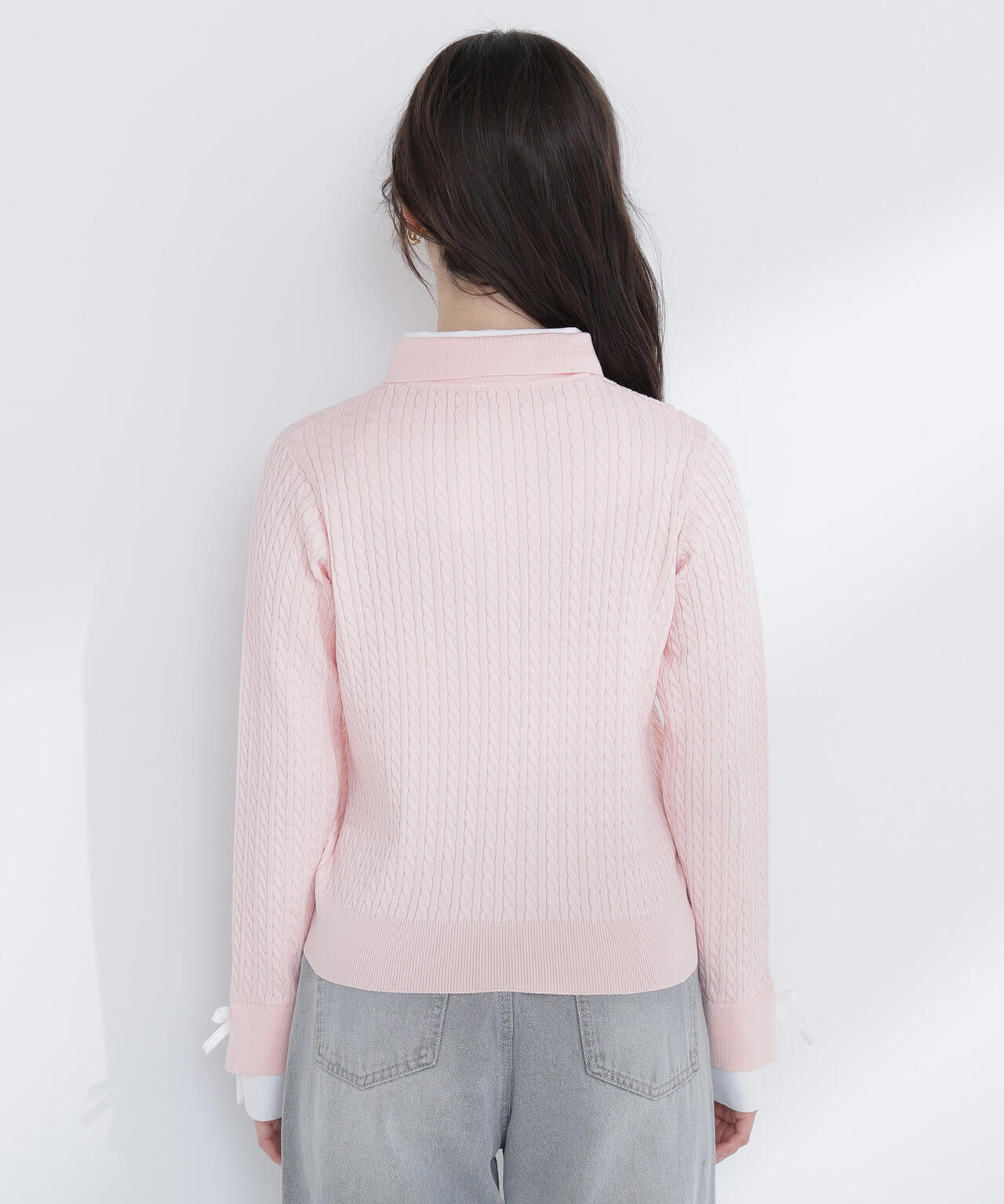 <Oggi.jp掲載>シャツドッキングケーブルニット