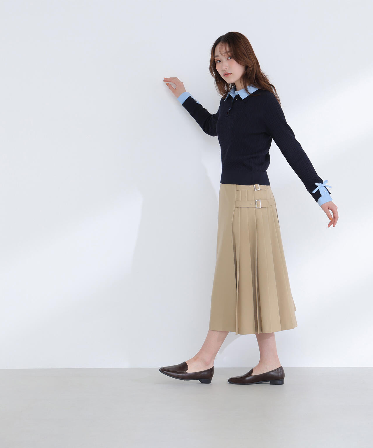 <Oggi.jp掲載>シャツドッキングケーブルニット