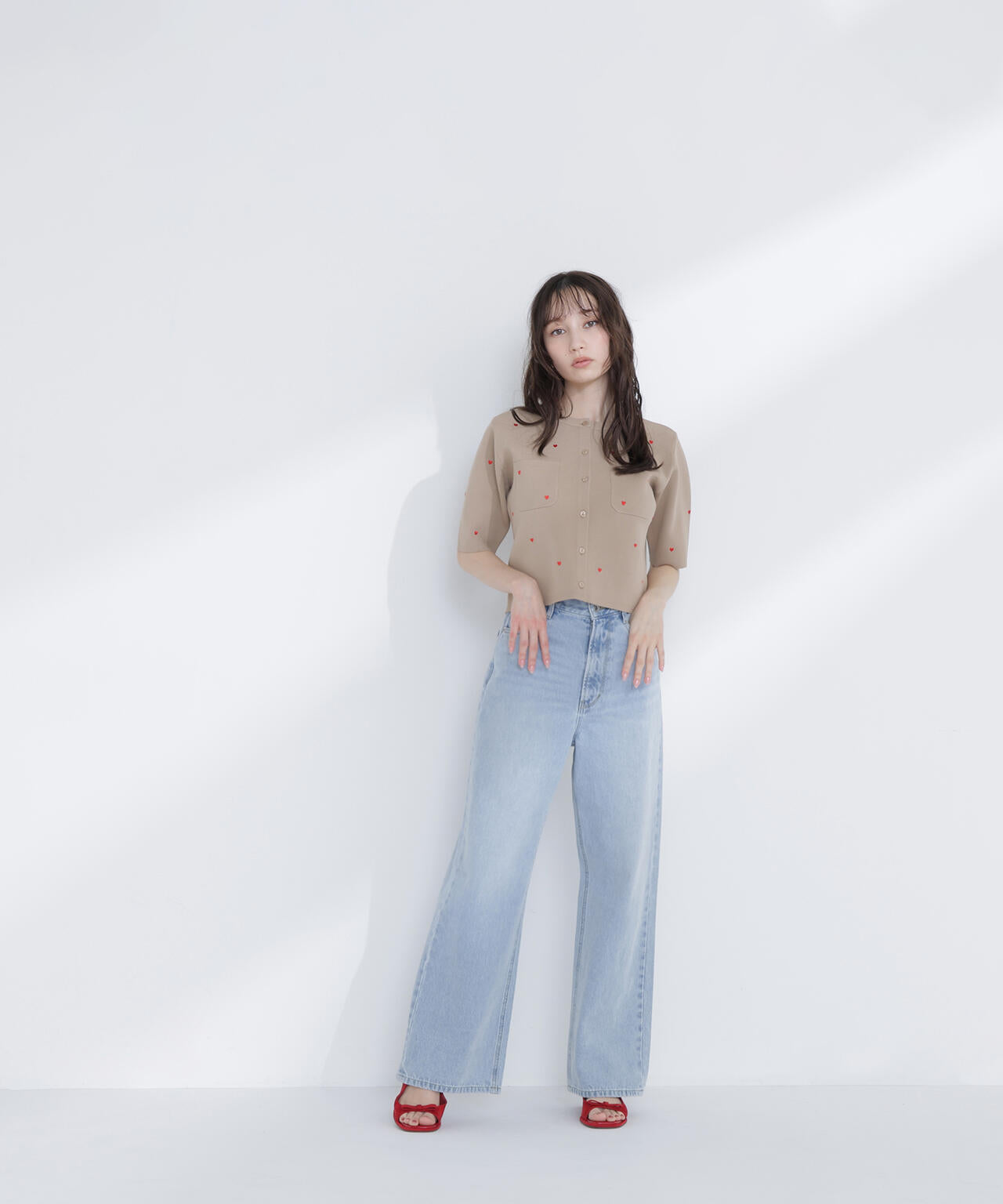 <Oggi.jp掲載>ハート刺繍ニットジャケット
