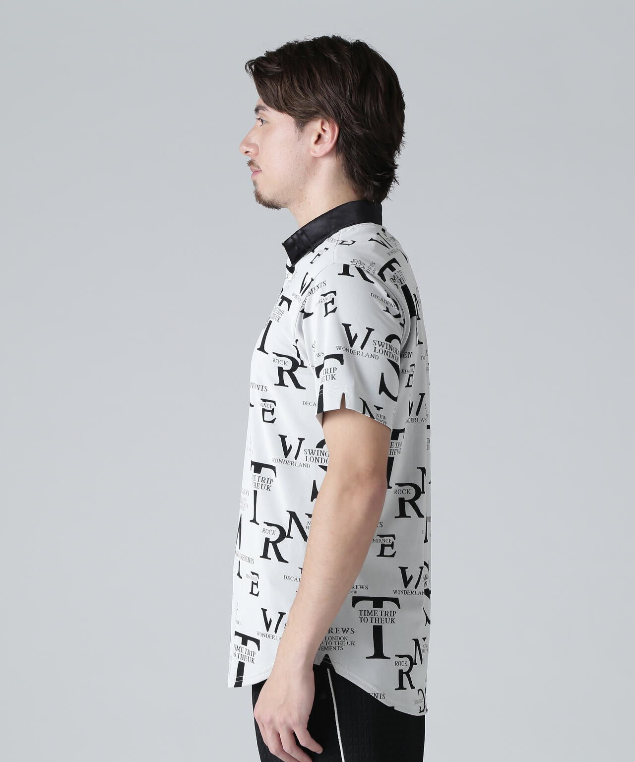 コンセプト柄ジャガード半袖シャツ (MENS)