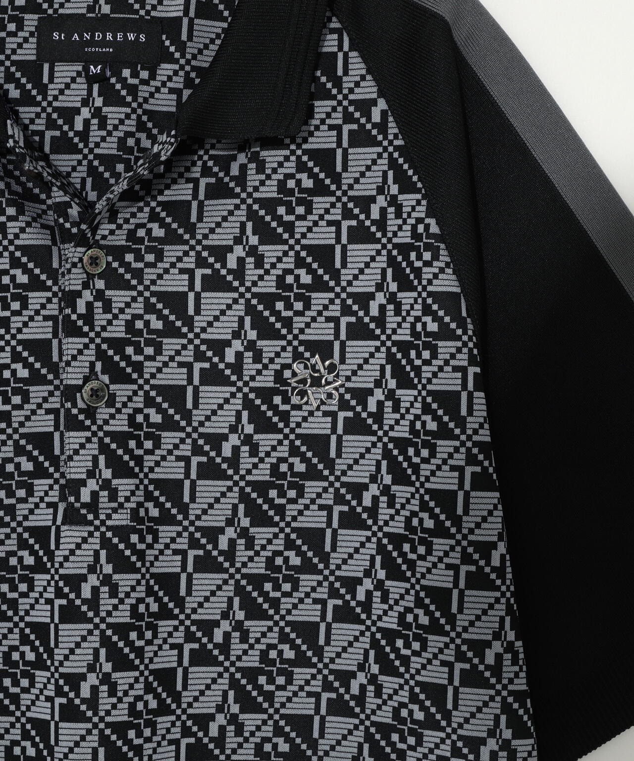STAチェッカー柄ジャガード半袖ポロシャツ (MENS)