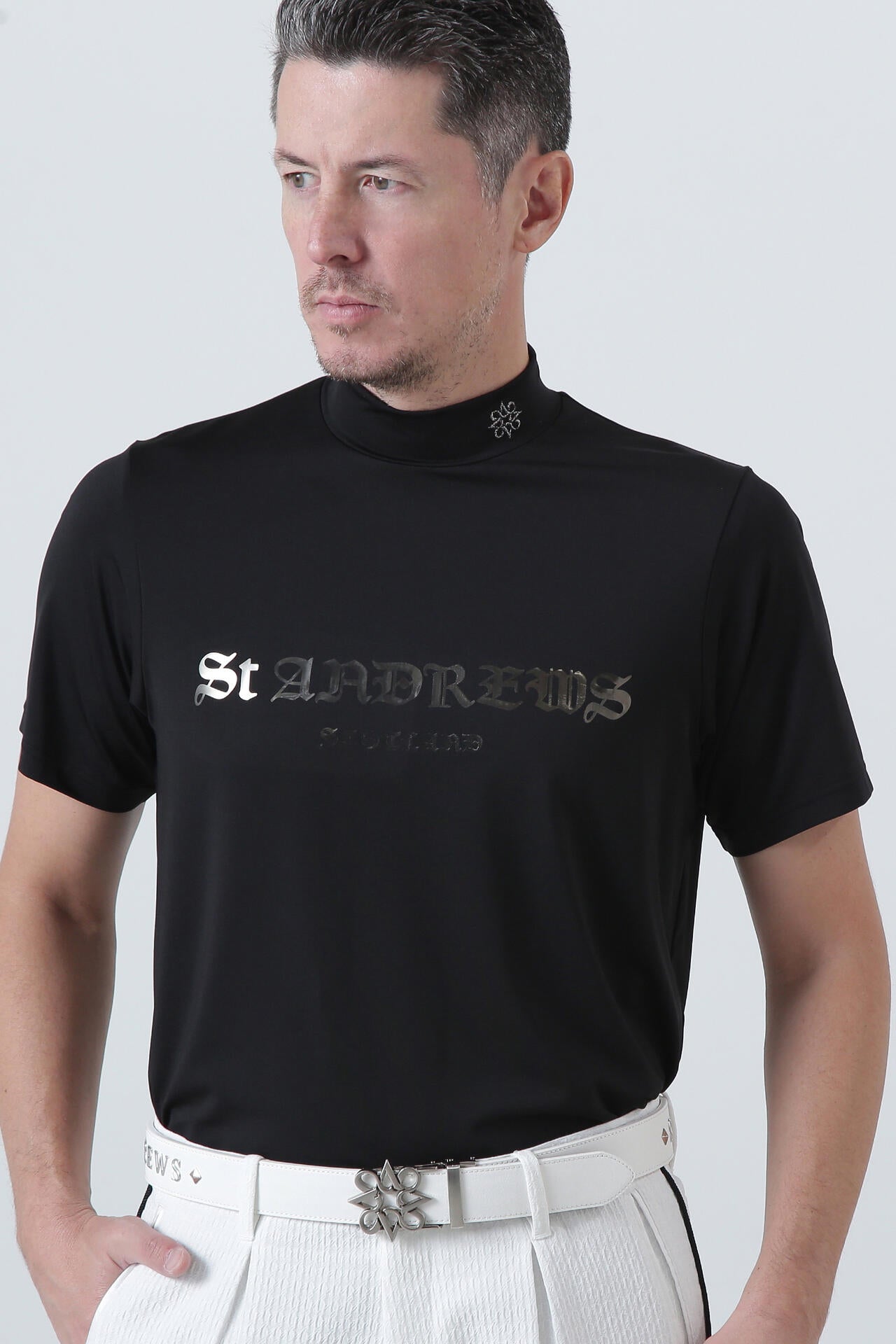 カチオンポリエステルベア天半袖ハイネック (MENS)