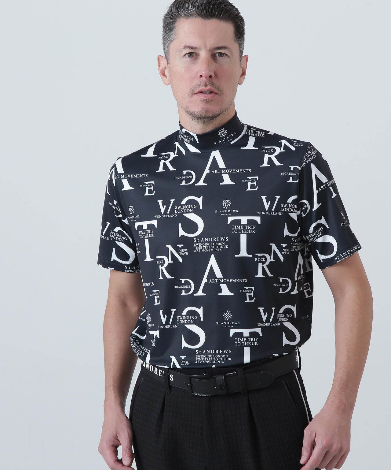 C2Cコンセプト柄ベア天半袖ハイネック (MENS)