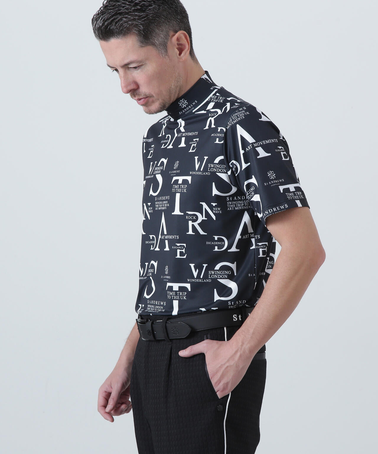 C2Cコンセプト柄ベア天半袖ハイネック (MENS)