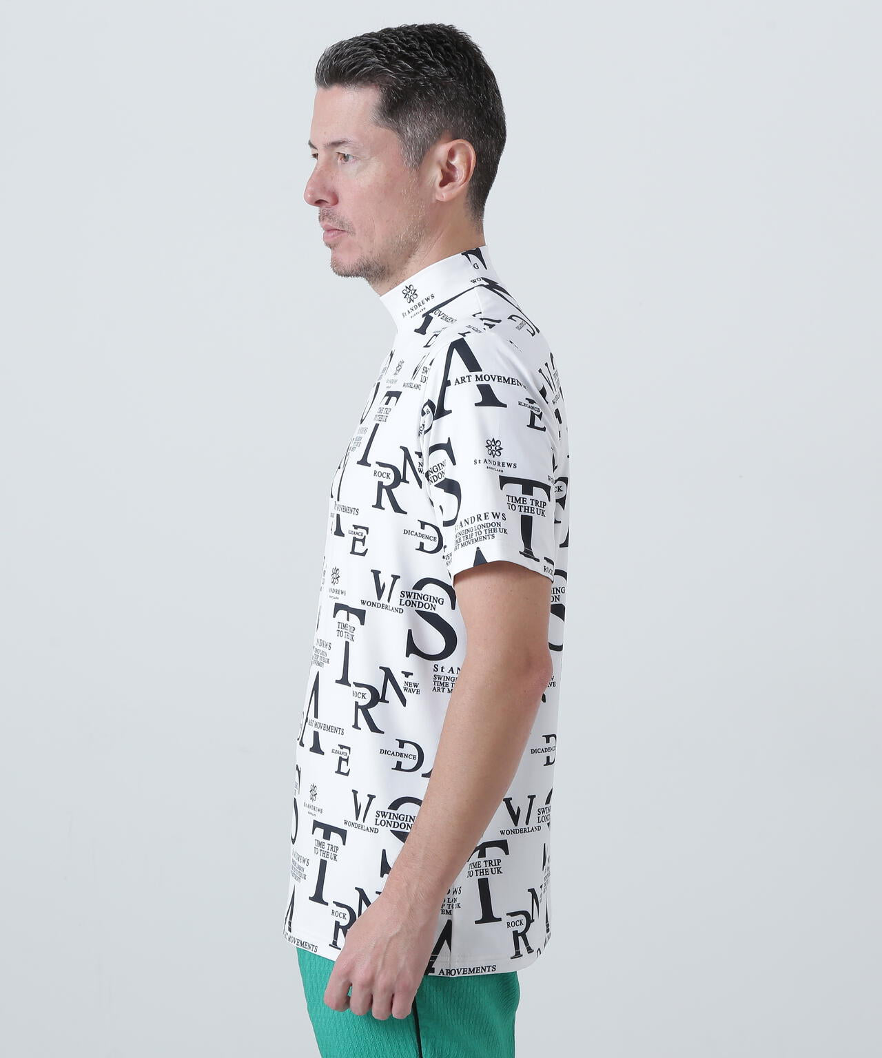 C2Cコンセプト柄ベア天半袖ハイネック (MENS)