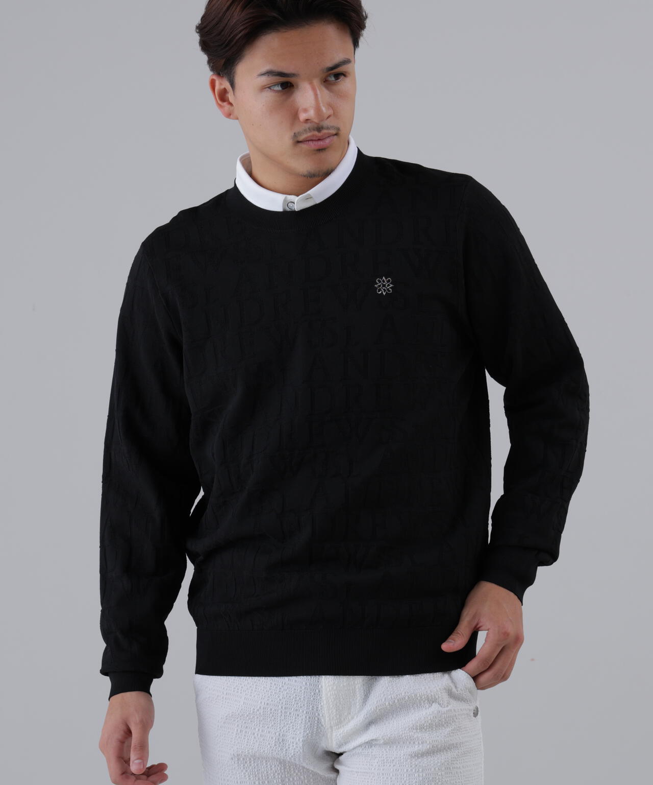 【オンライン限定SALE】ダブルロゴジャガードクルーネックニットプルオーバー (MENS)