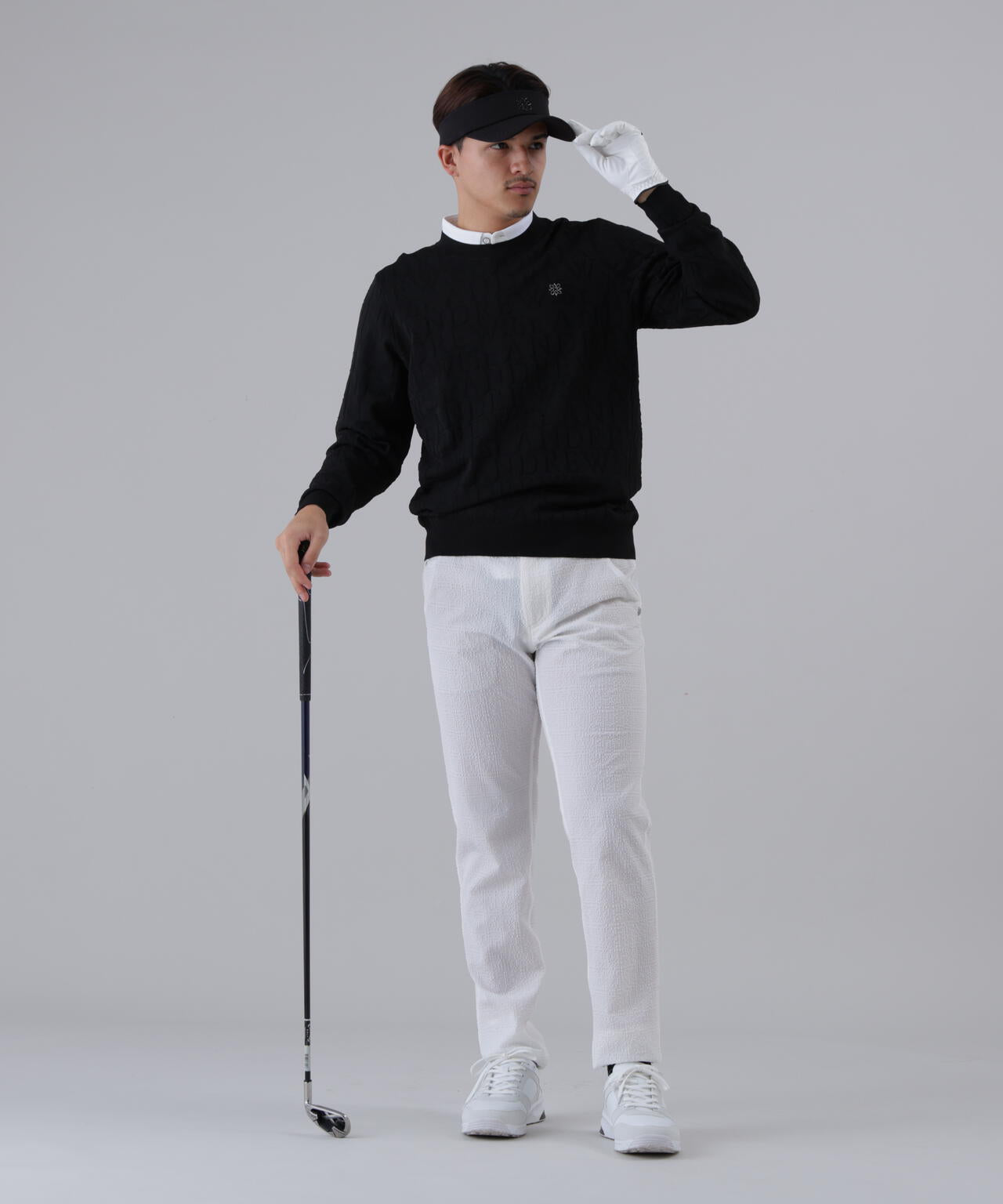 【オンライン限定SALE】ダブルロゴジャガードクルーネックニットプルオーバー (MENS)