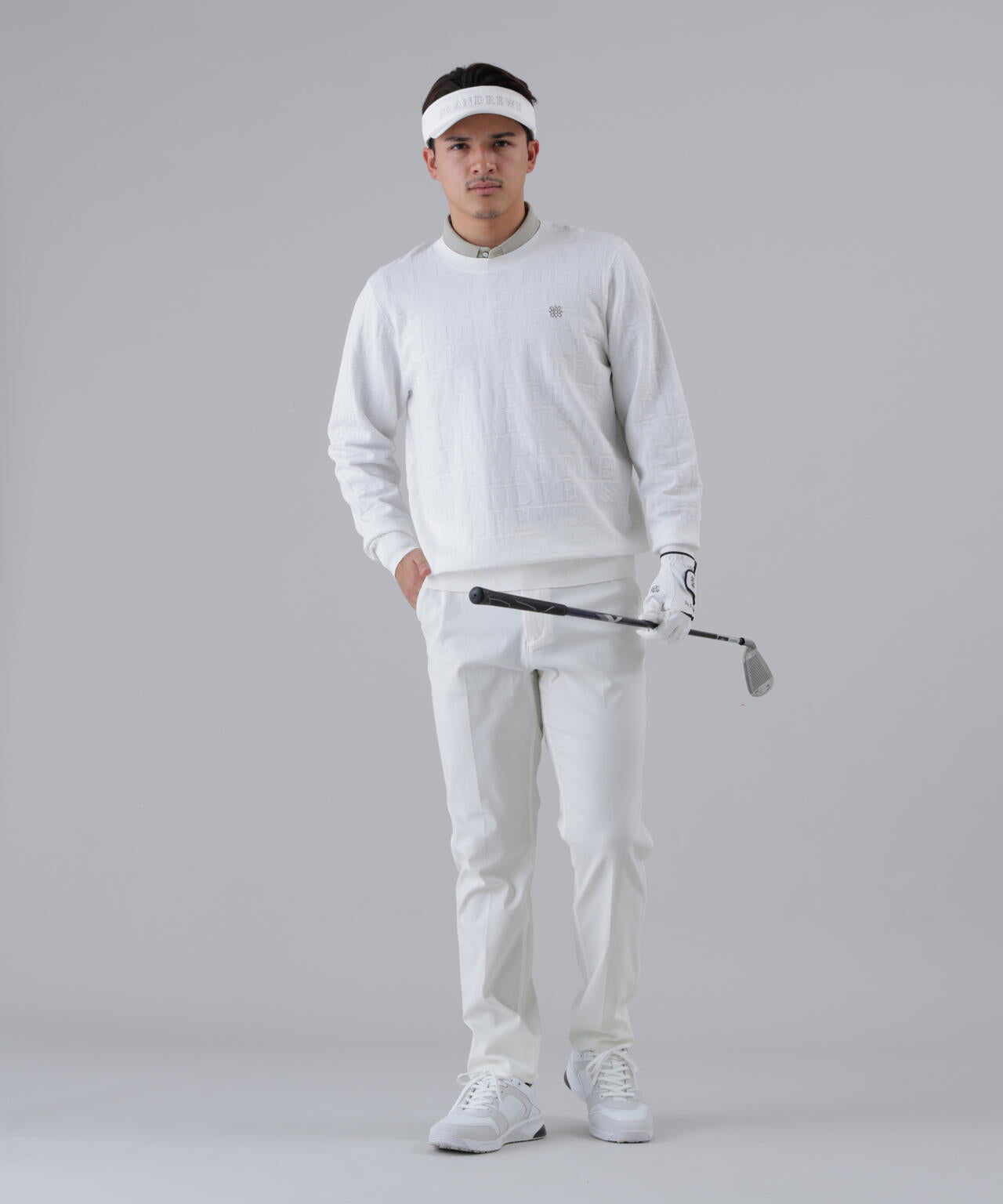 【オンライン限定SALE】ダブルロゴジャガードクルーネックニットプルオーバー (MENS)