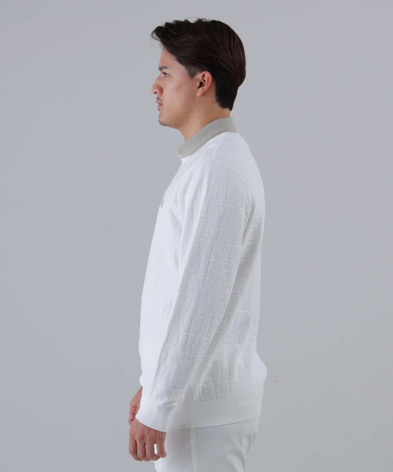 【オンライン限定SALE】ダブルロゴジャガードクルーネックニットプルオーバー (MENS)