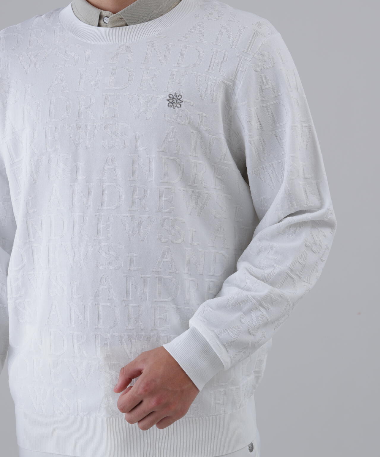 【オンライン限定SALE】ダブルロゴジャガードクルーネックニットプルオーバー (MENS)