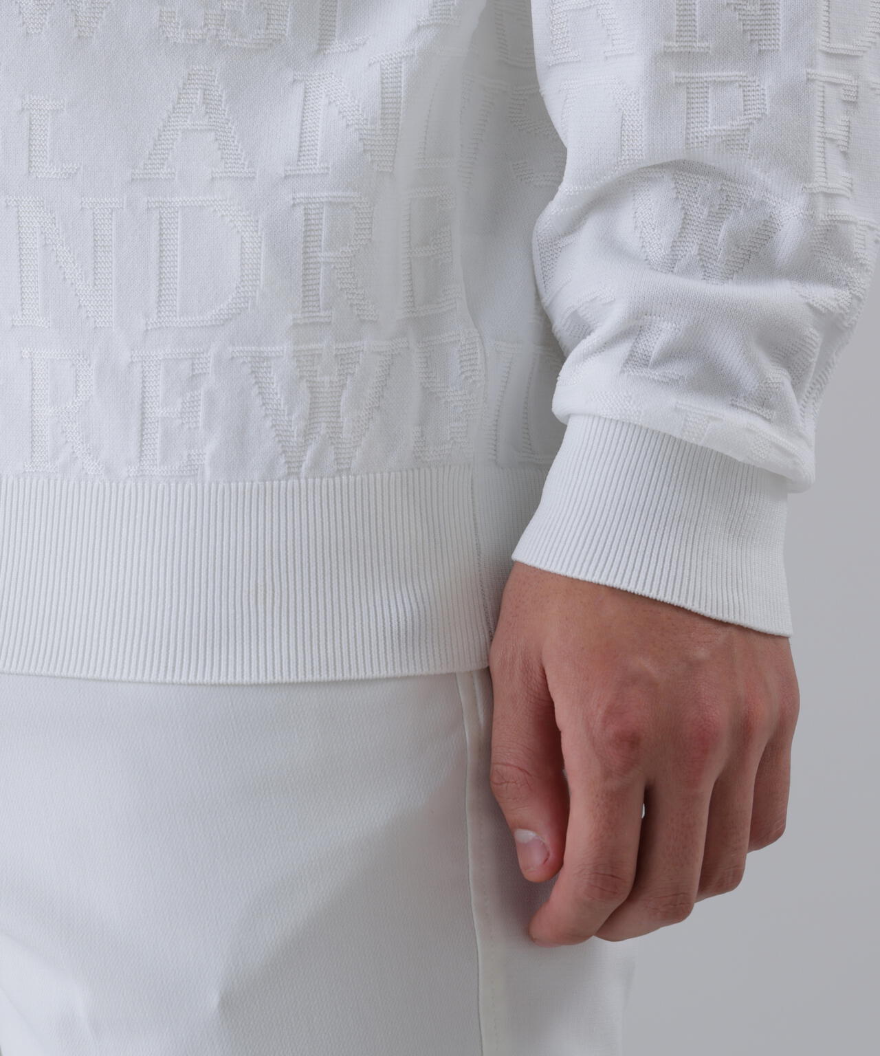 【オンライン限定SALE】ダブルロゴジャガードクルーネックニットプルオーバー (MENS)