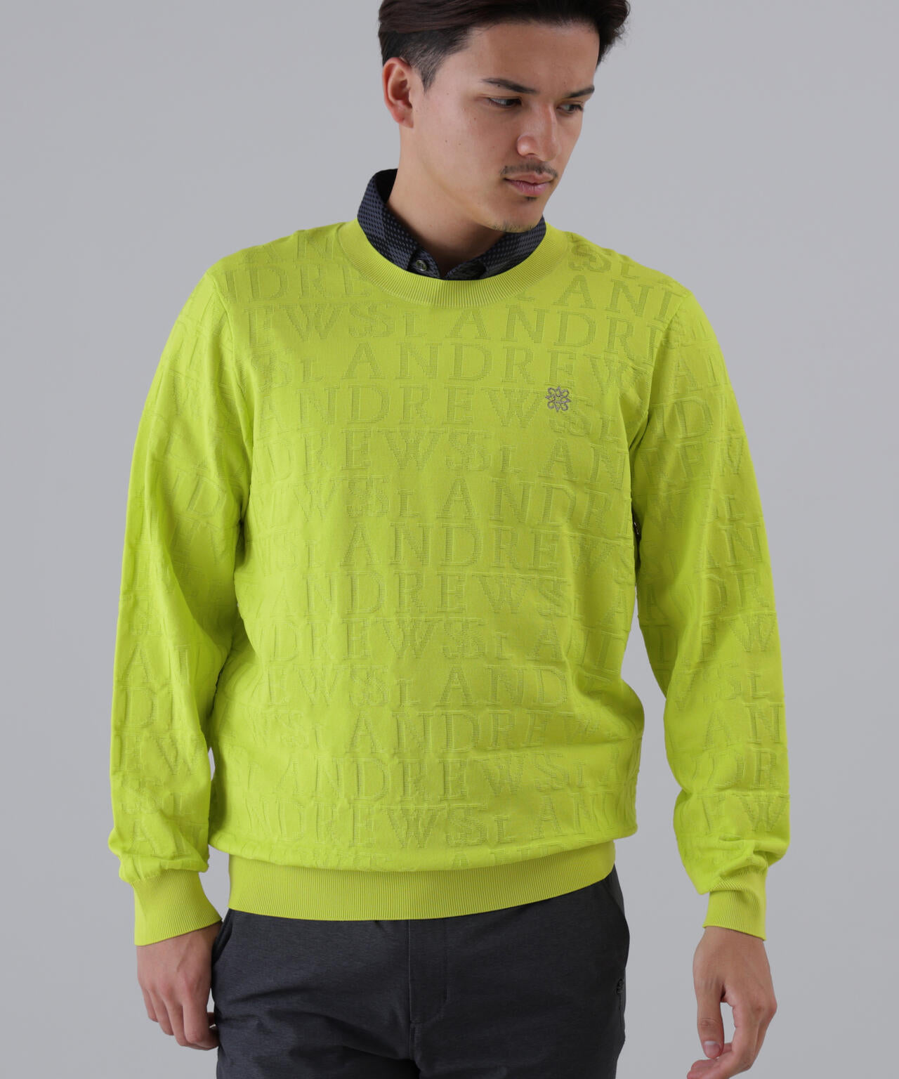 【オンライン限定SALE】ダブルロゴジャガードクルーネックニットプルオーバー (MENS)