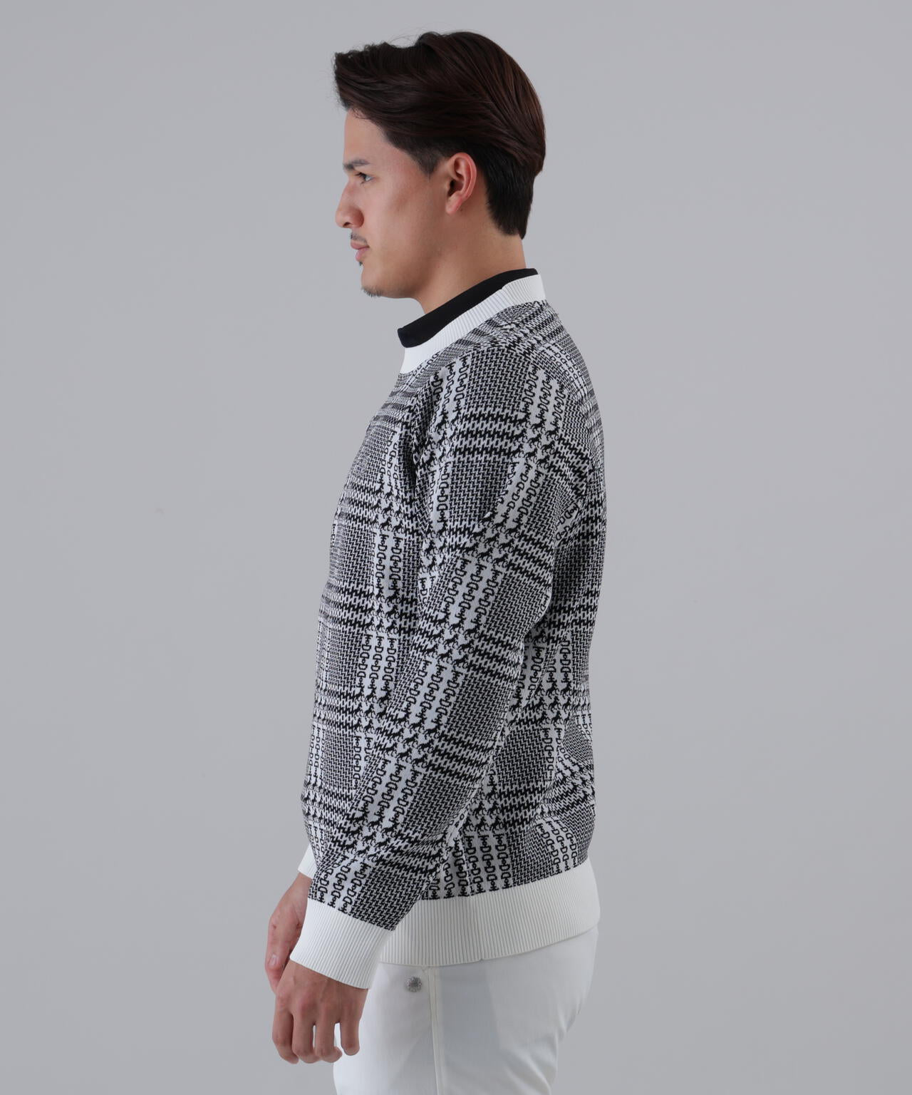 【オンライン限定SALE】14Gホースビットチェックジャガードプルオーバーニット (MENS)