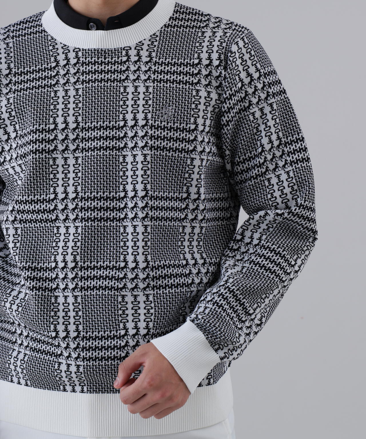 【オンライン限定SALE】14Gホースビットチェックジャガードプルオーバーニット (MENS)