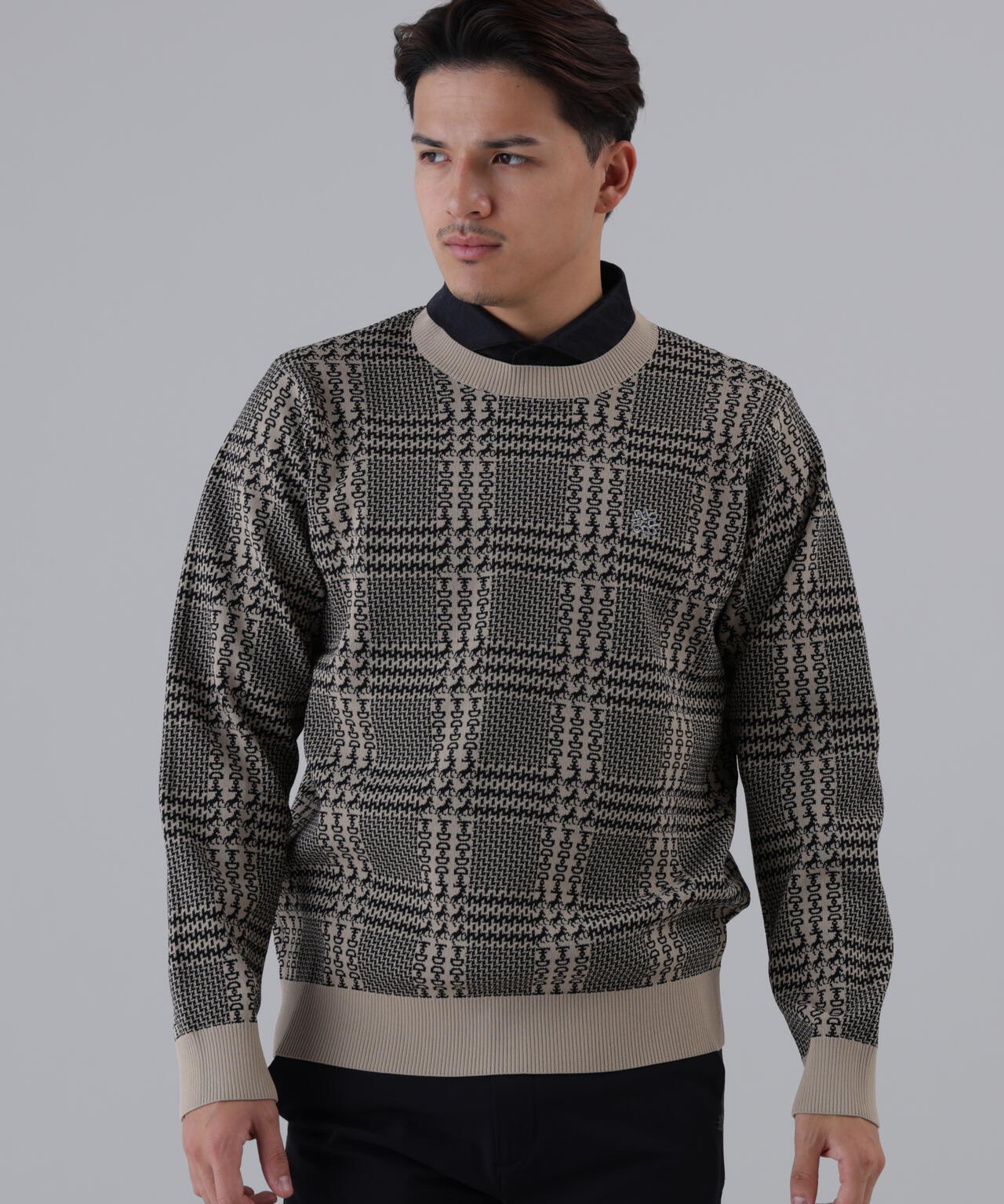 【オンライン限定SALE】14Gホースビットチェックジャガードプルオーバーニット (MENS)