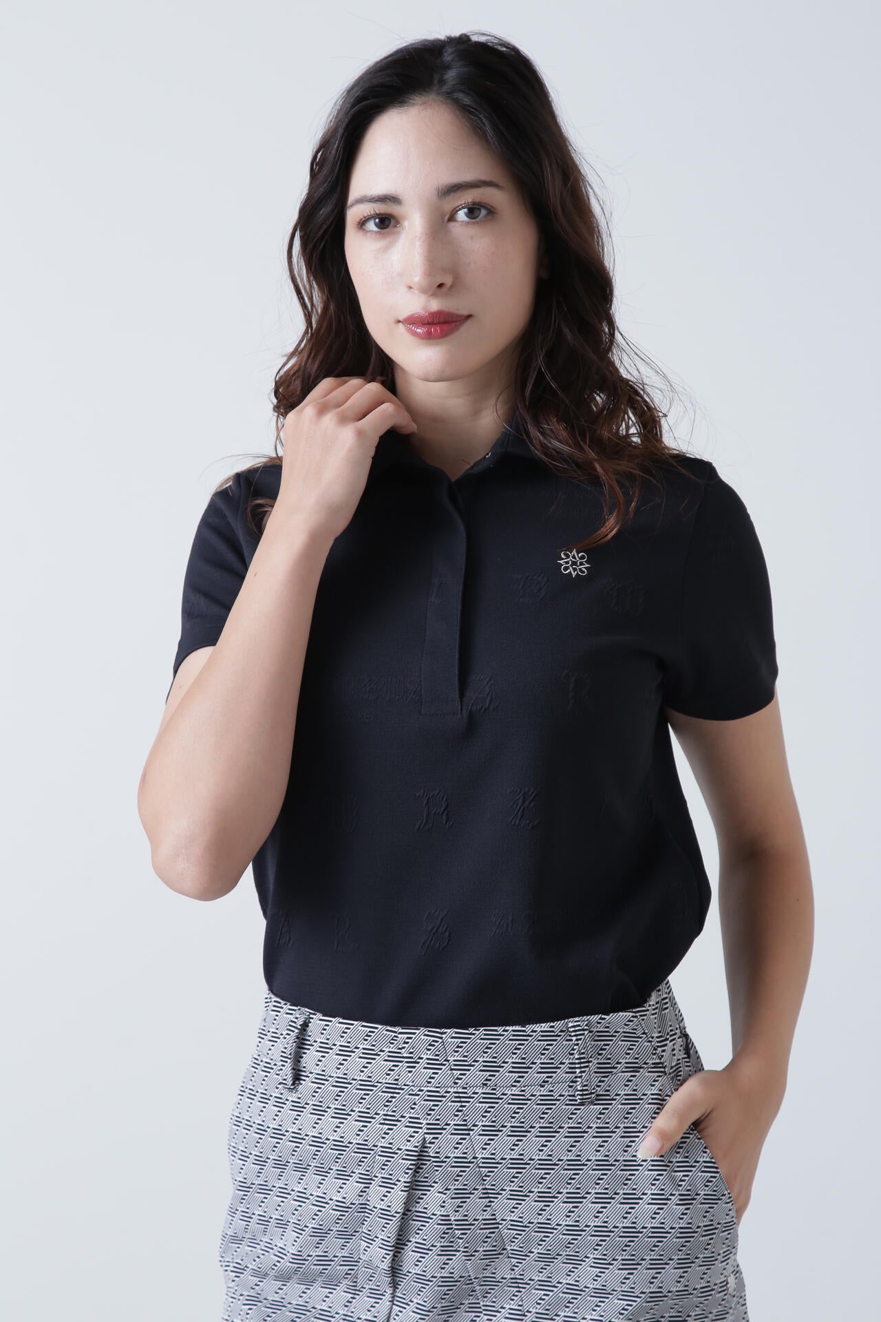ふくれジャガードロゴ半袖ポロシャツ (WOMENS)