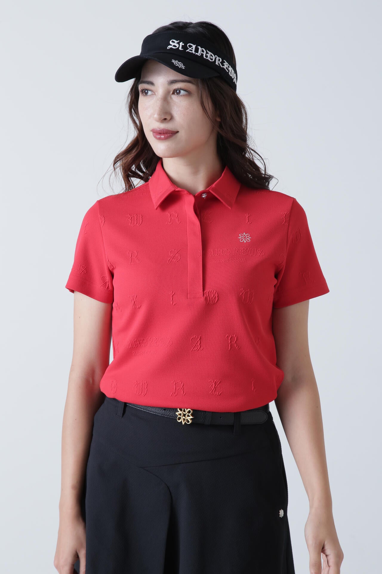 ふくれジャガードロゴ半袖ポロシャツ (WOMENS)