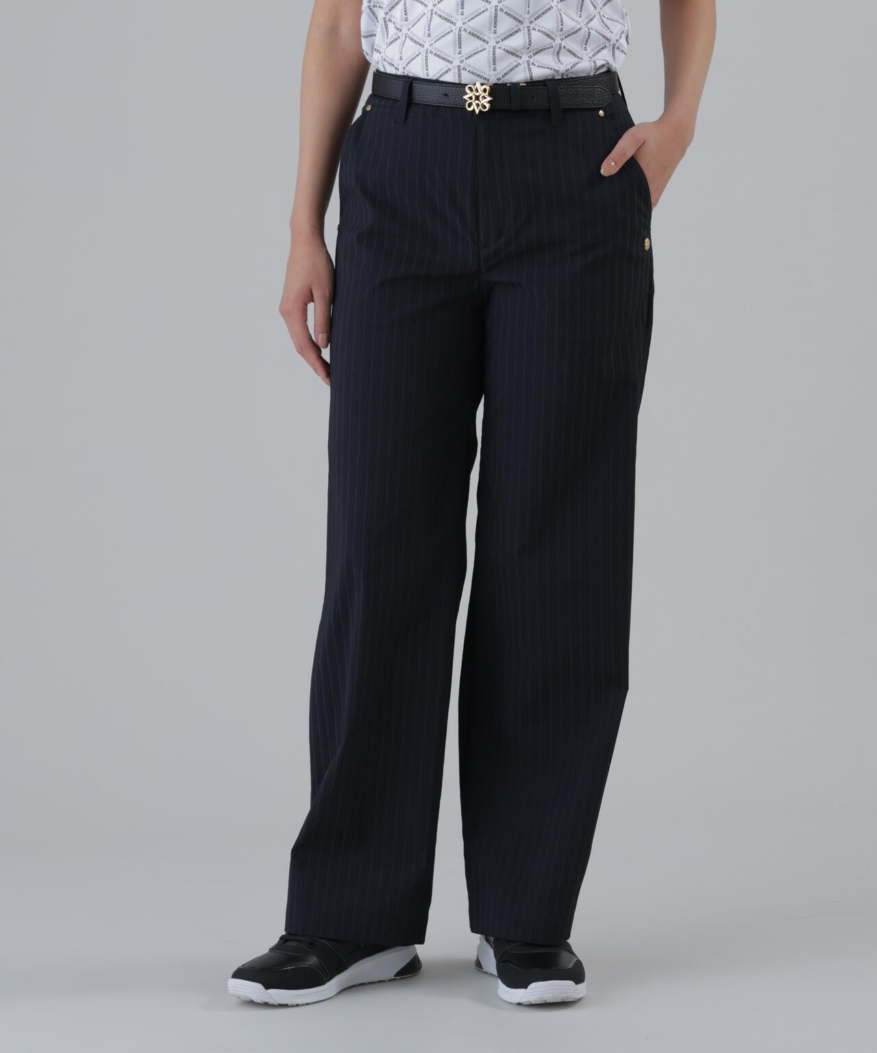 【ストレッチ】ドビーストライプパンツ (WOMENS)
