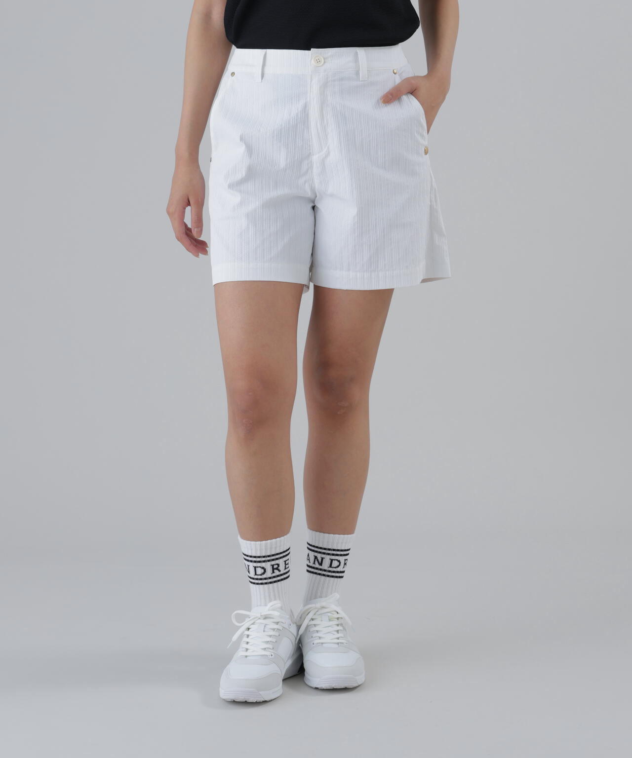 【ストレッチ】ドビーストライプショートパンツ (WOMENS)