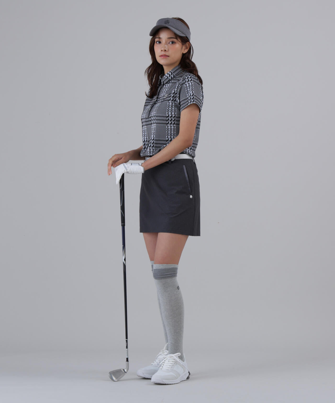 【吸水速乾】ホースビットチェックジャガード半袖シャツ (WOMENS)