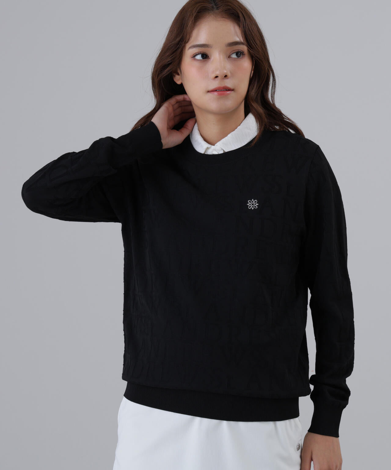 【オンライン限定SALE】ダブルロゴジャガードクルーネックニットプルオーバー (WOMENS)
