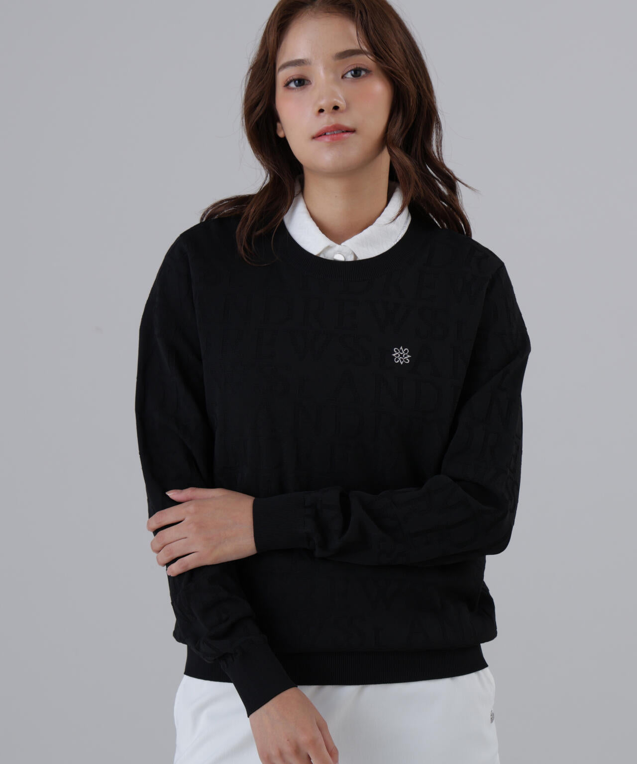【オンライン限定SALE】ダブルロゴジャガードクルーネックニットプルオーバー (WOMENS)